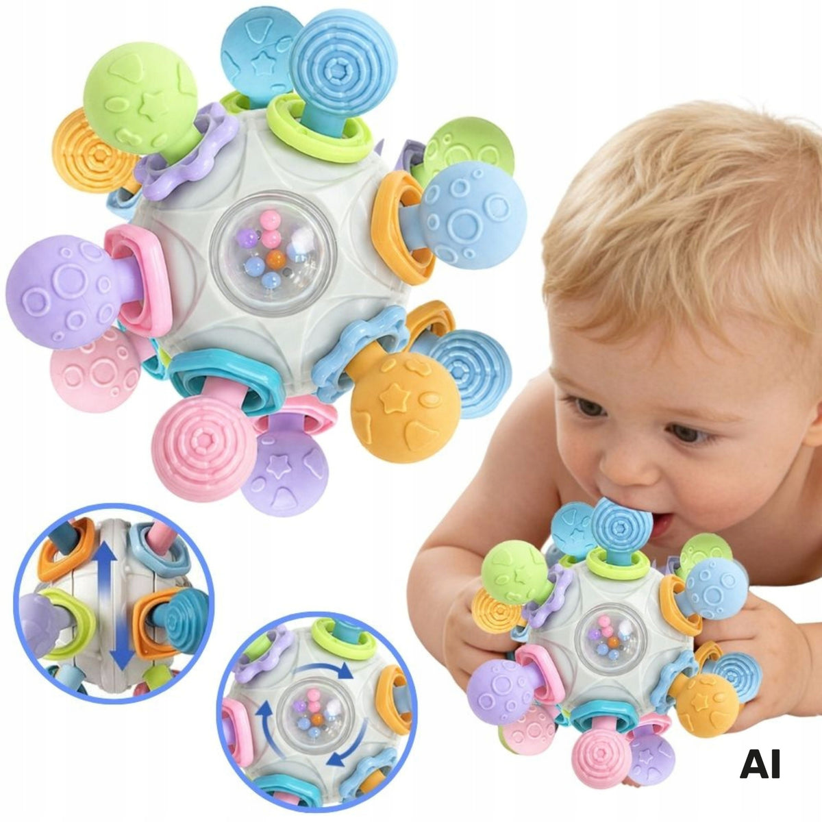 WOOPIE BABY Sensory Toy Teether Ball 3in1 Ball 6m+