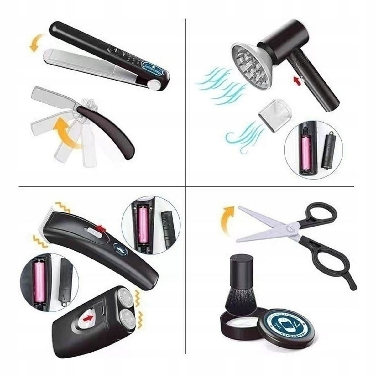 WOOPIE Barber Hairdressing Set for Children Salon Styling 24el. Kid's age 3＋ years