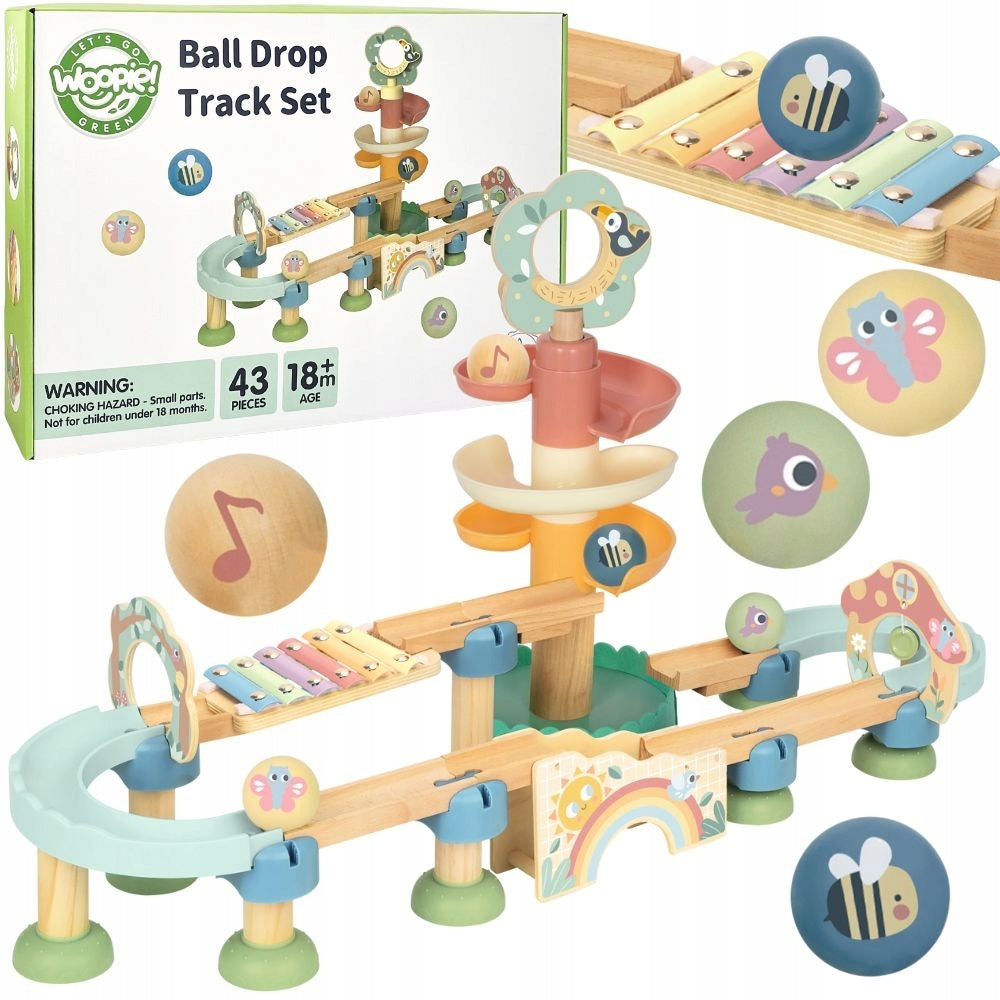 WOOPIE GREEN Wooden Ball Track with Sound Effects Cymbals FSC