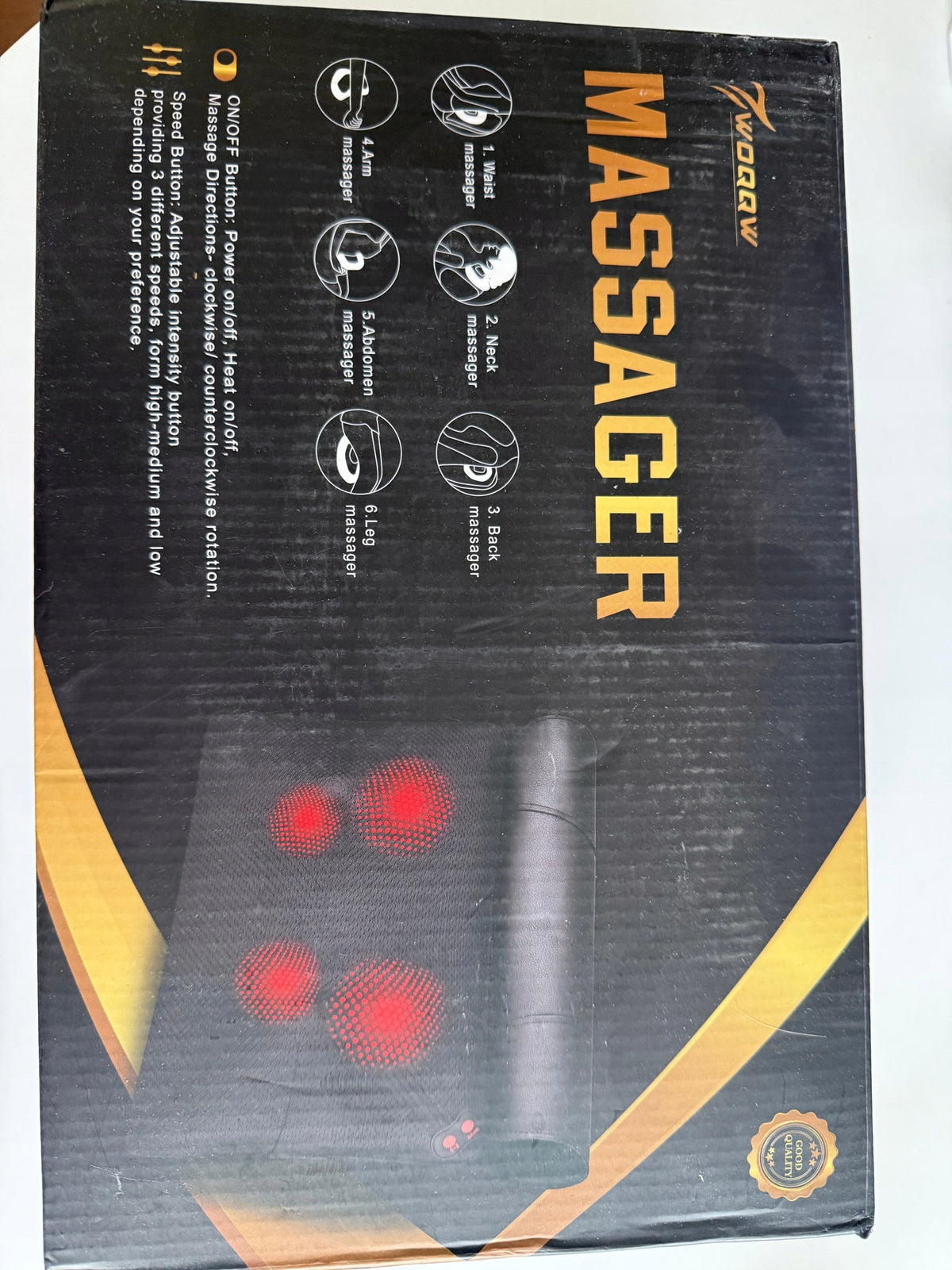 WOQQW Back Massage Pillow with Heating Function, Shiatsu Brand no brand