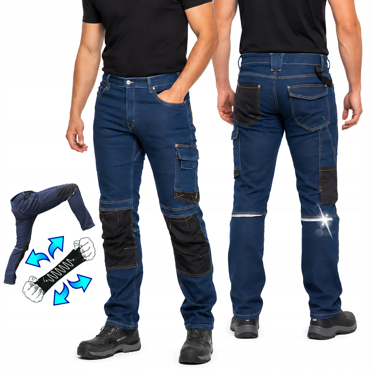 WORK TROUSERS MEN'S JEANS TO BELT ELASTIC STRETCH TROUSERS LONG