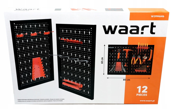 WORKSHOP BOARD METAL TOOL WALL 10 HOOKS 40X60X2 2 PIECES Brand Waart