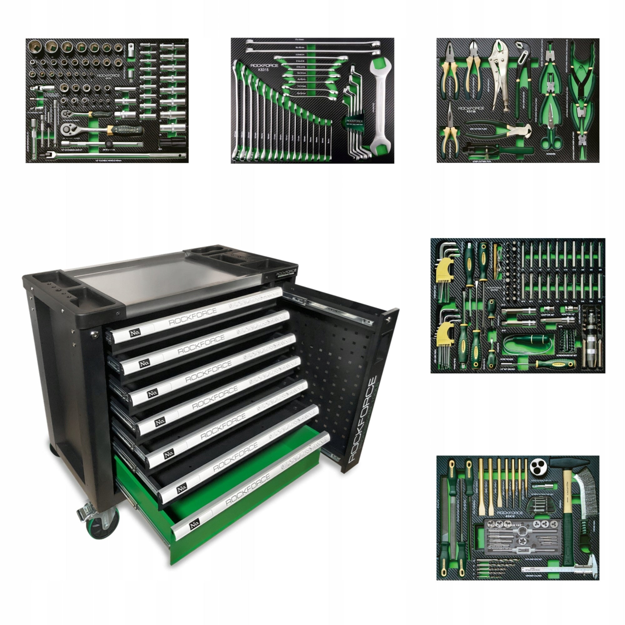 WORKSHOP CABINET 274 ELEMENTS TOOL TROLLEY Rockforce trolley