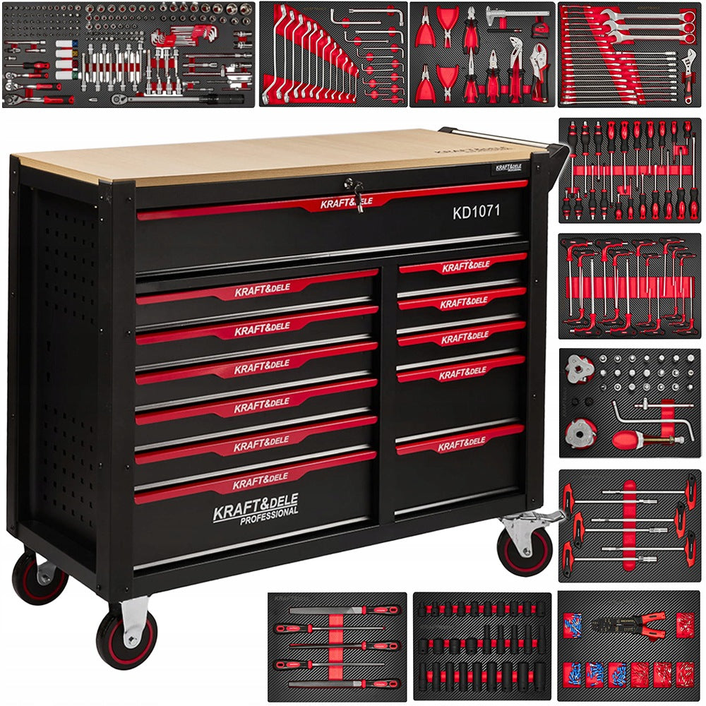 WORKSHOP CABINET TOOL TROLLEY 12 DRAWERS WITH EQUIPMENT 541el KEYS