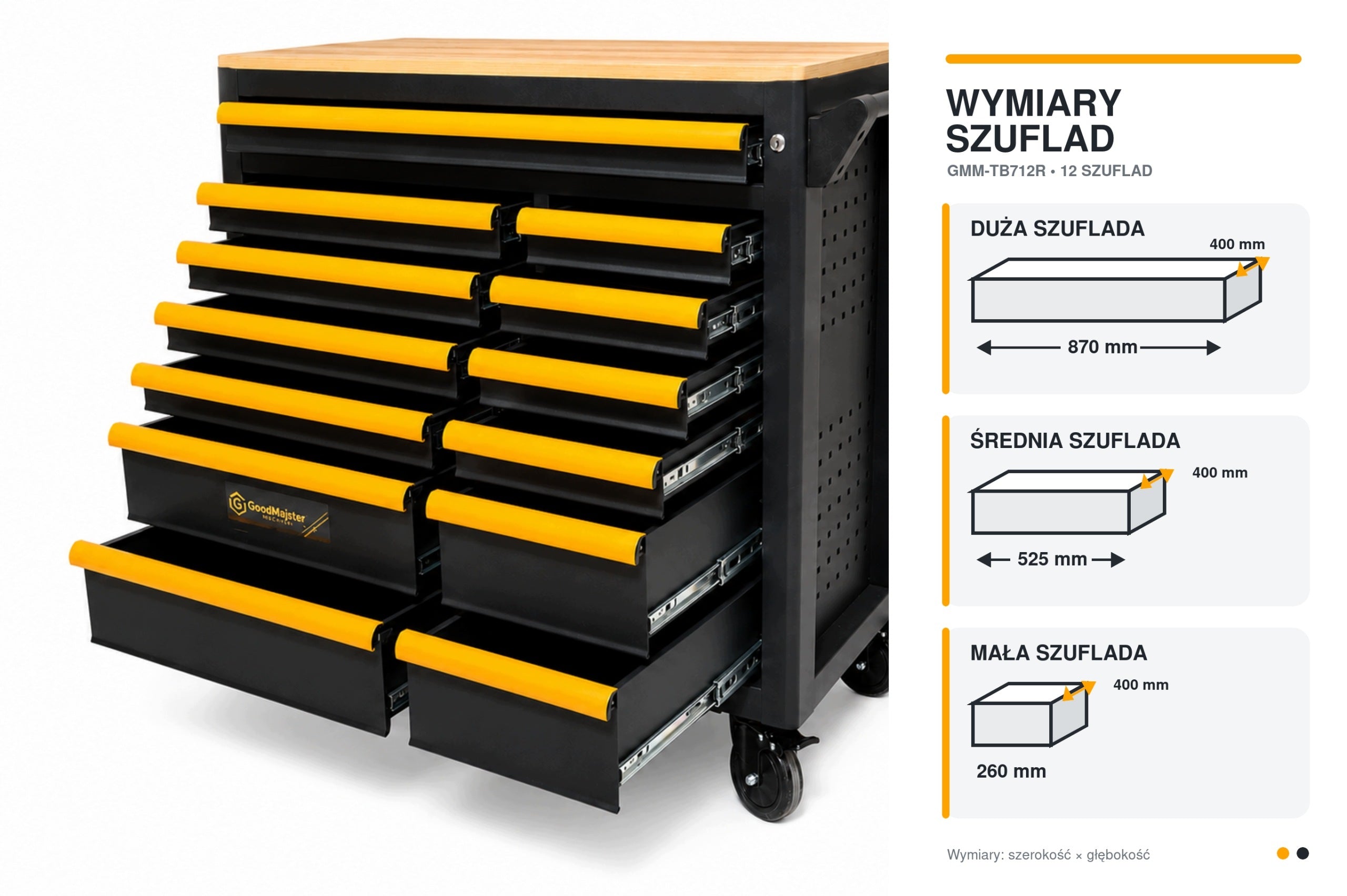 WORKSHOP CABINET Tool cabinet TROLLEY Workshop 13 drawers GMM-TB712R Manufacturer code GMM-TB712R