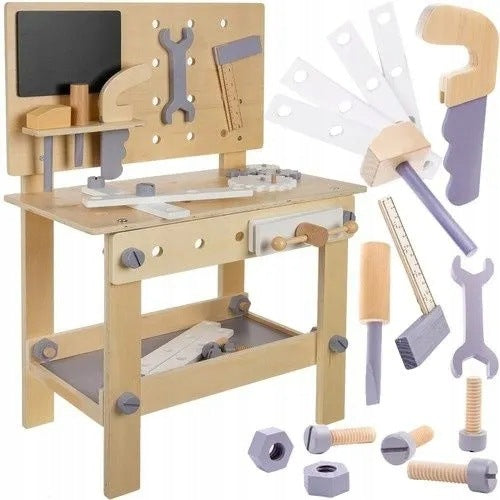 WORKSHOP OF A SMALL DIYER FOR CHILDREN WOODEN + TOOLS ACCESSORIES