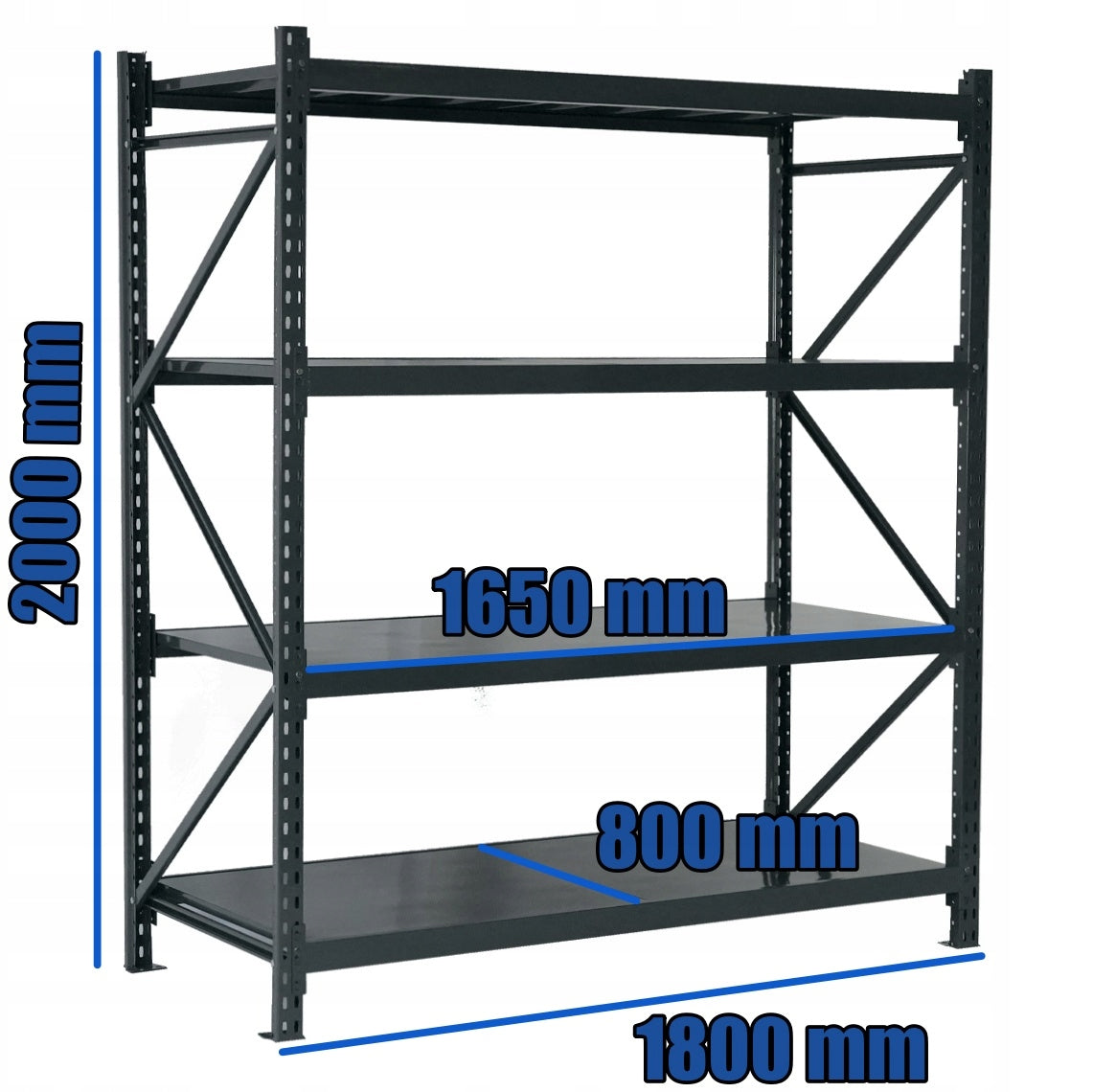 WORKSHOP STORAGE METAL RACK GR 200X180X80 STP4 350 kg PER SHELF Manufacturer code DGR20018080STP4