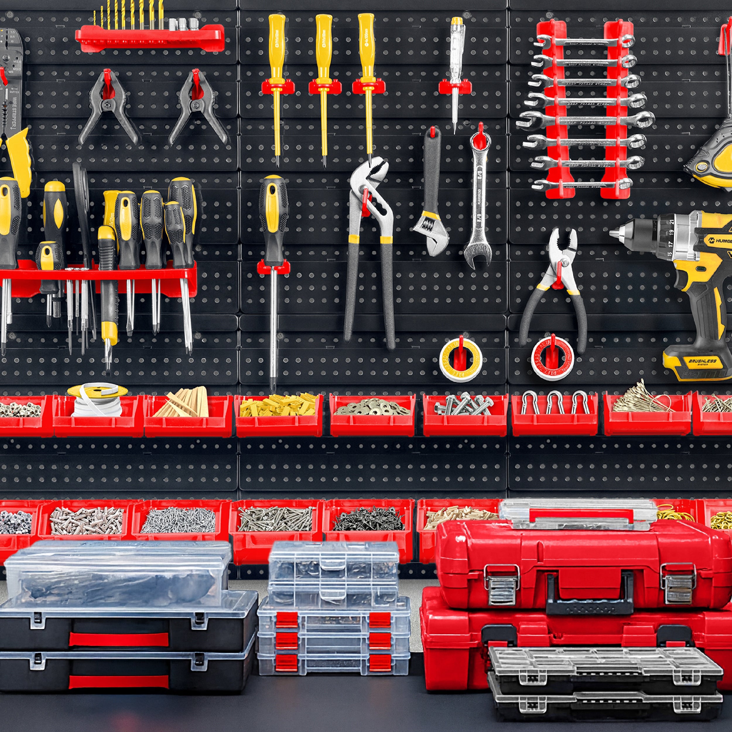 WORKSHOP TOOL BOARD 96x76cm HUMBERG 43 elements set Kind backboard