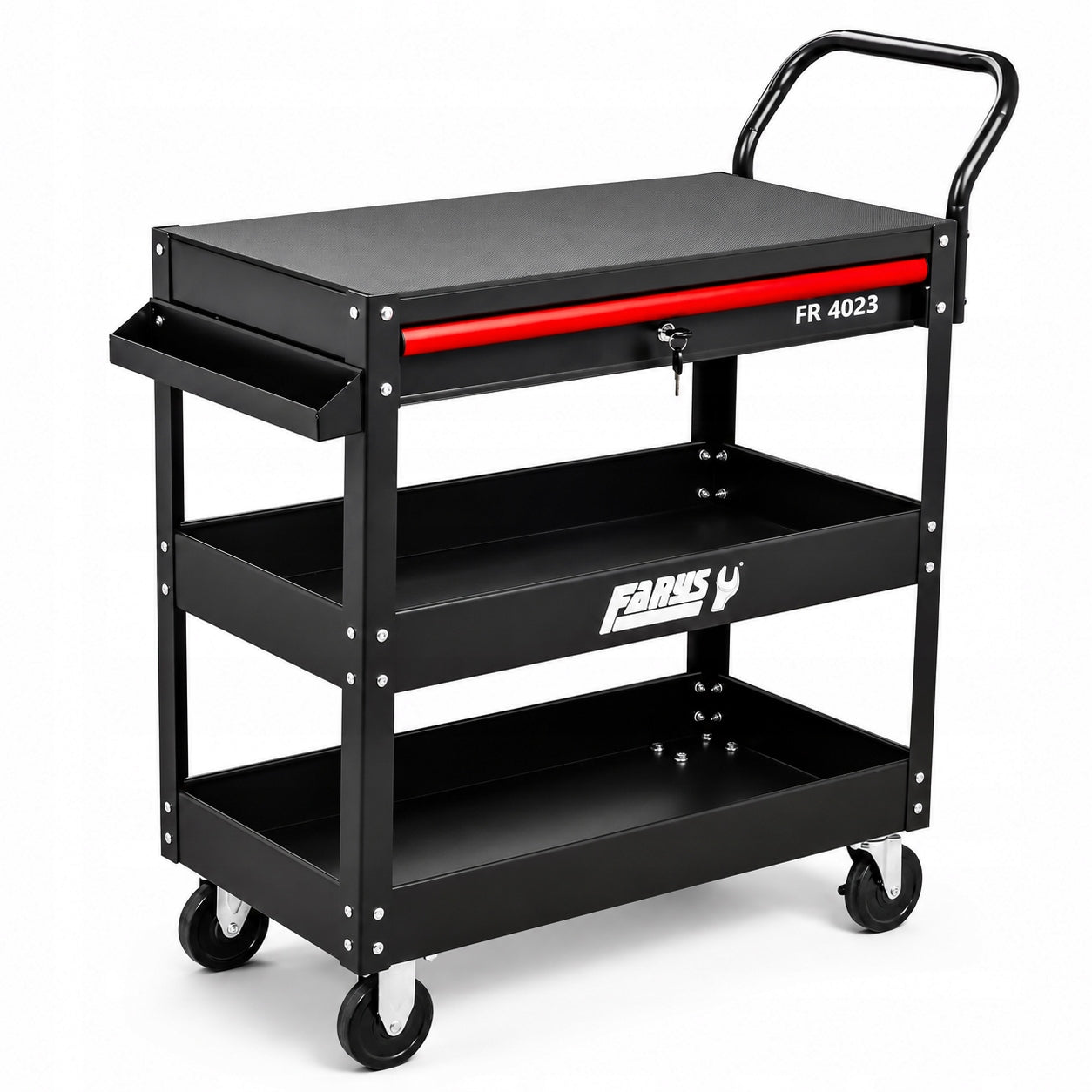 WORKSHOP TOOL TROLLEY ON WHEELS 3 SHELVES DRAWER FARYS Brand Farys