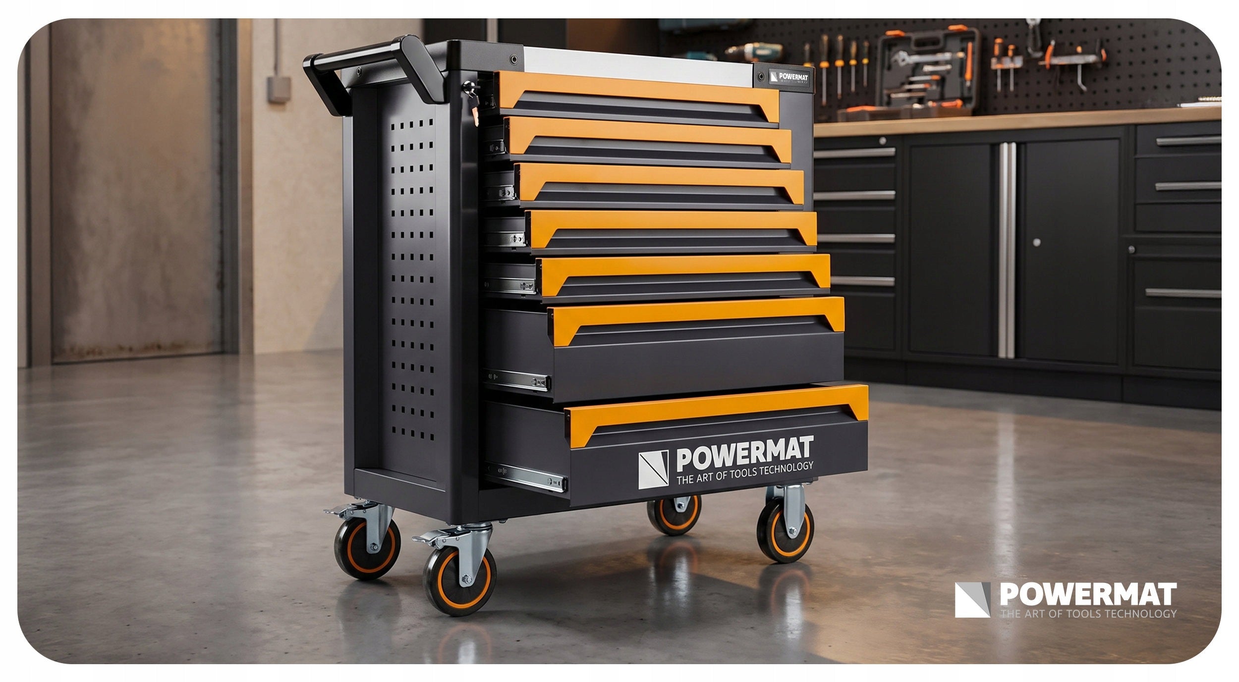 WORKSHOP TROLLEY TOOL CABINET EMPTY 7 DRAWERS STEEL TOP STORAGE Accessories included no