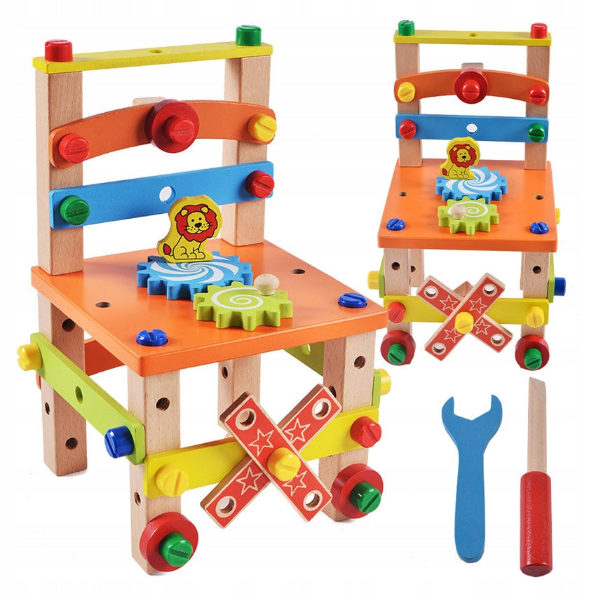 WORKSHOP WOODEN CHAIR + TOOLS FOR CHILDREN XXL DIY SET