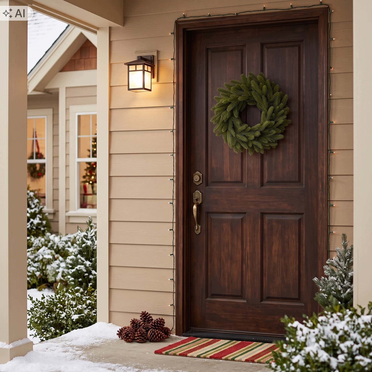 WREATH DECORATIVE CHRISTMAS WREATH FOR DOOR 50 cm LARGE DECORATIVE GREEN Brand Springos