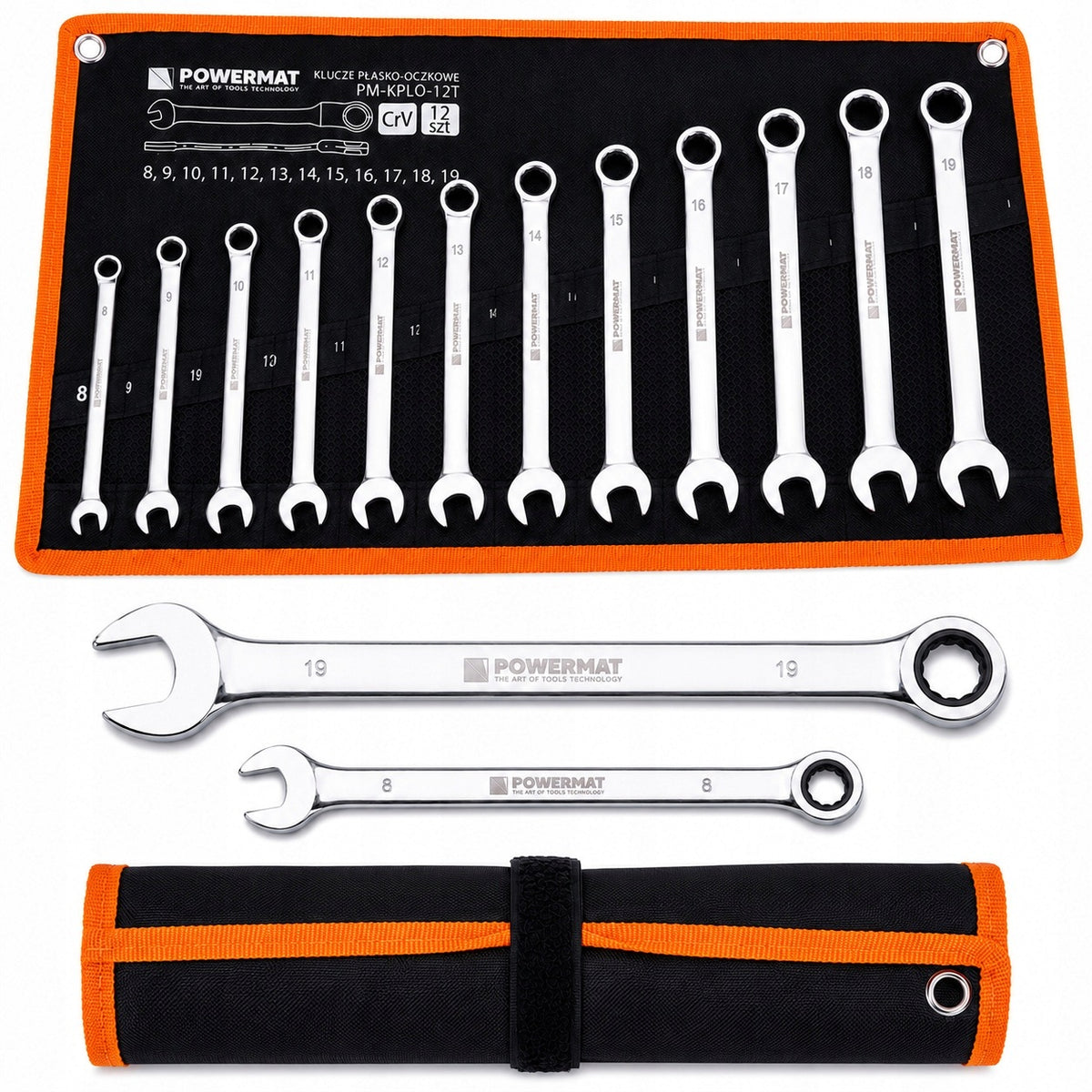 WRENCHES WITH RATCHET SET OF KEYS SET 12EL. 8-19MM CrV