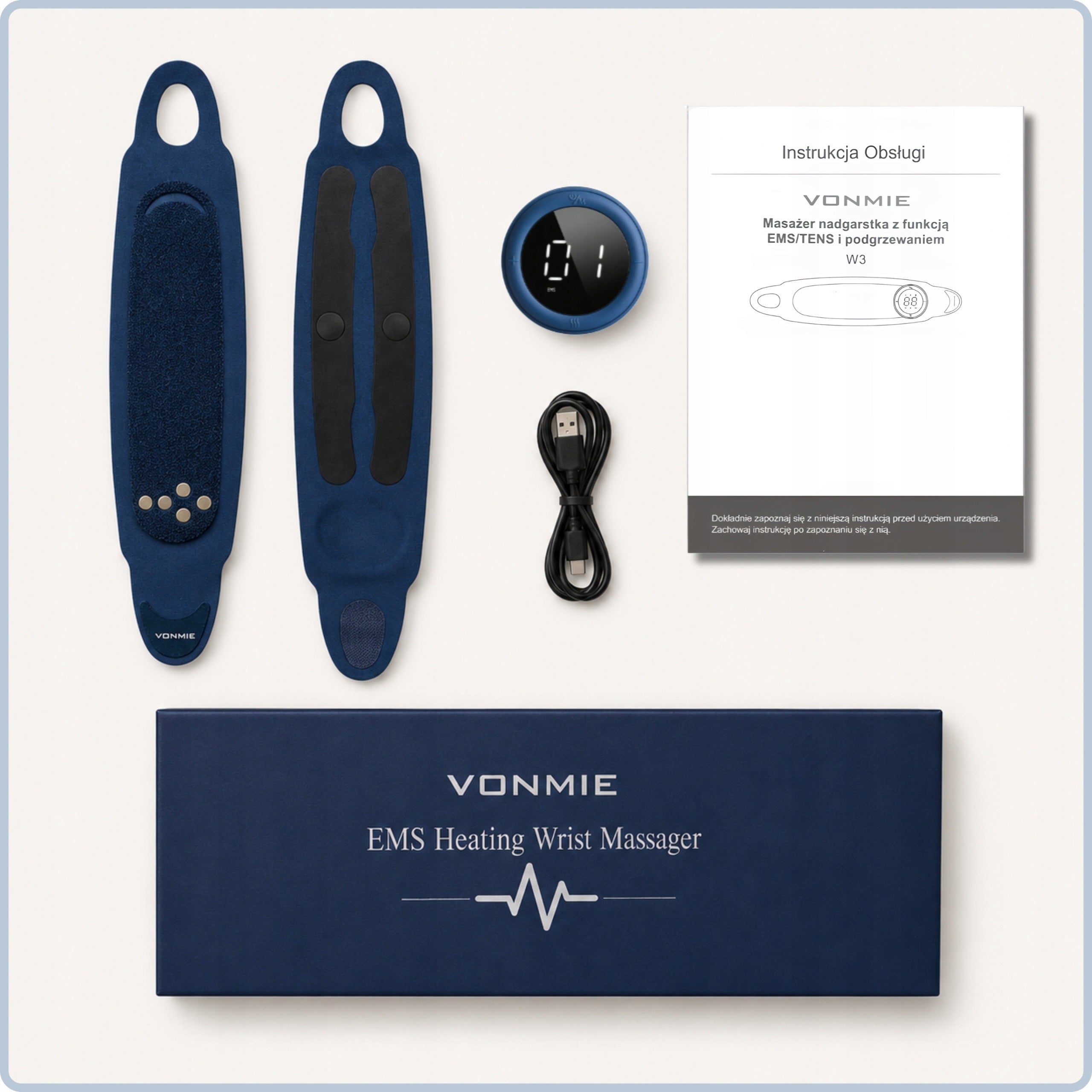 WRIST BAND EMS TENS HEATING VONMIE W3 PAIN ORTHOSIS CARPAL TUNNEL SYNDROME Packaging status original