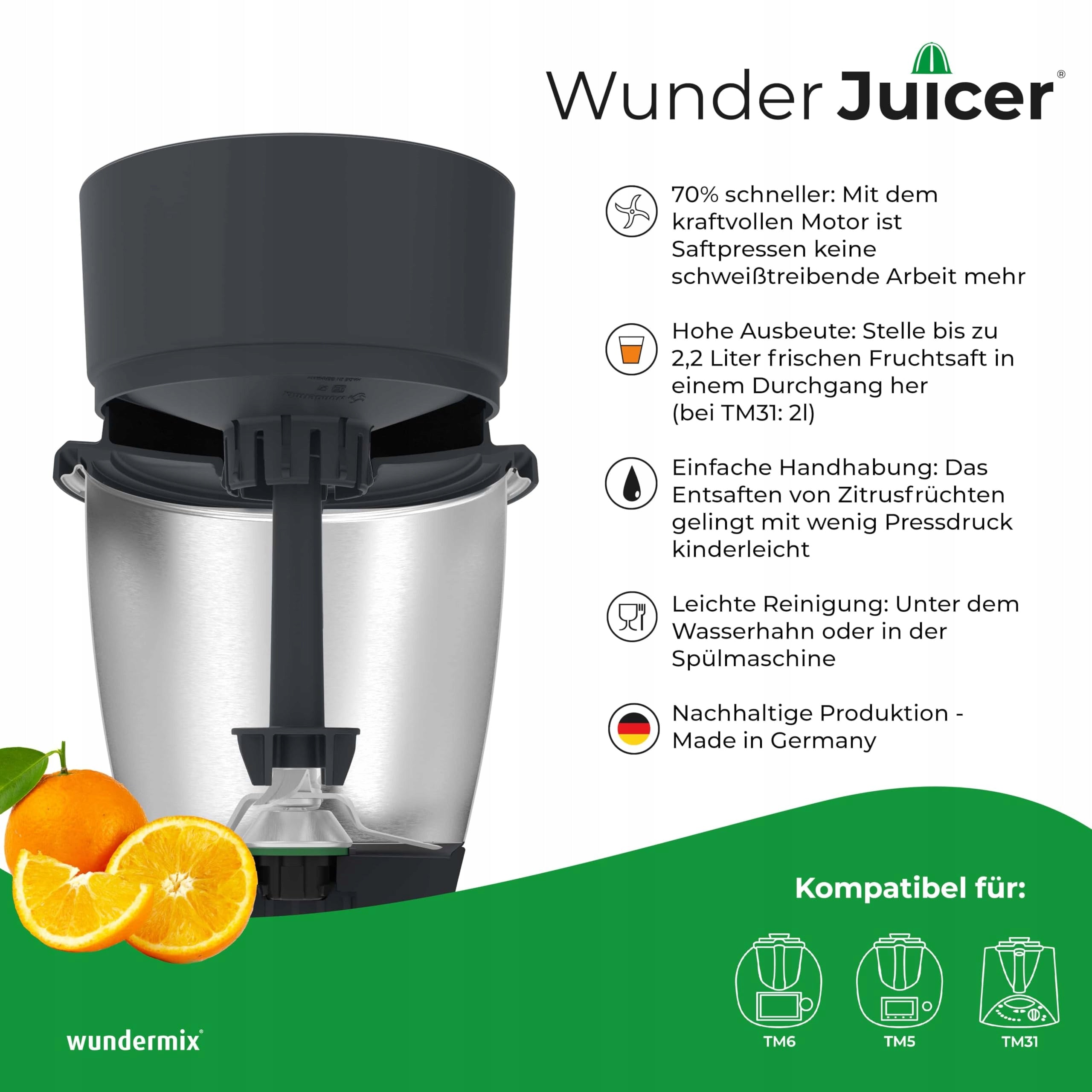 WUNDERMIX Juicer For Thermomix TM6 TM5 TM31 Zitruspresse Germany Power rating 400 W