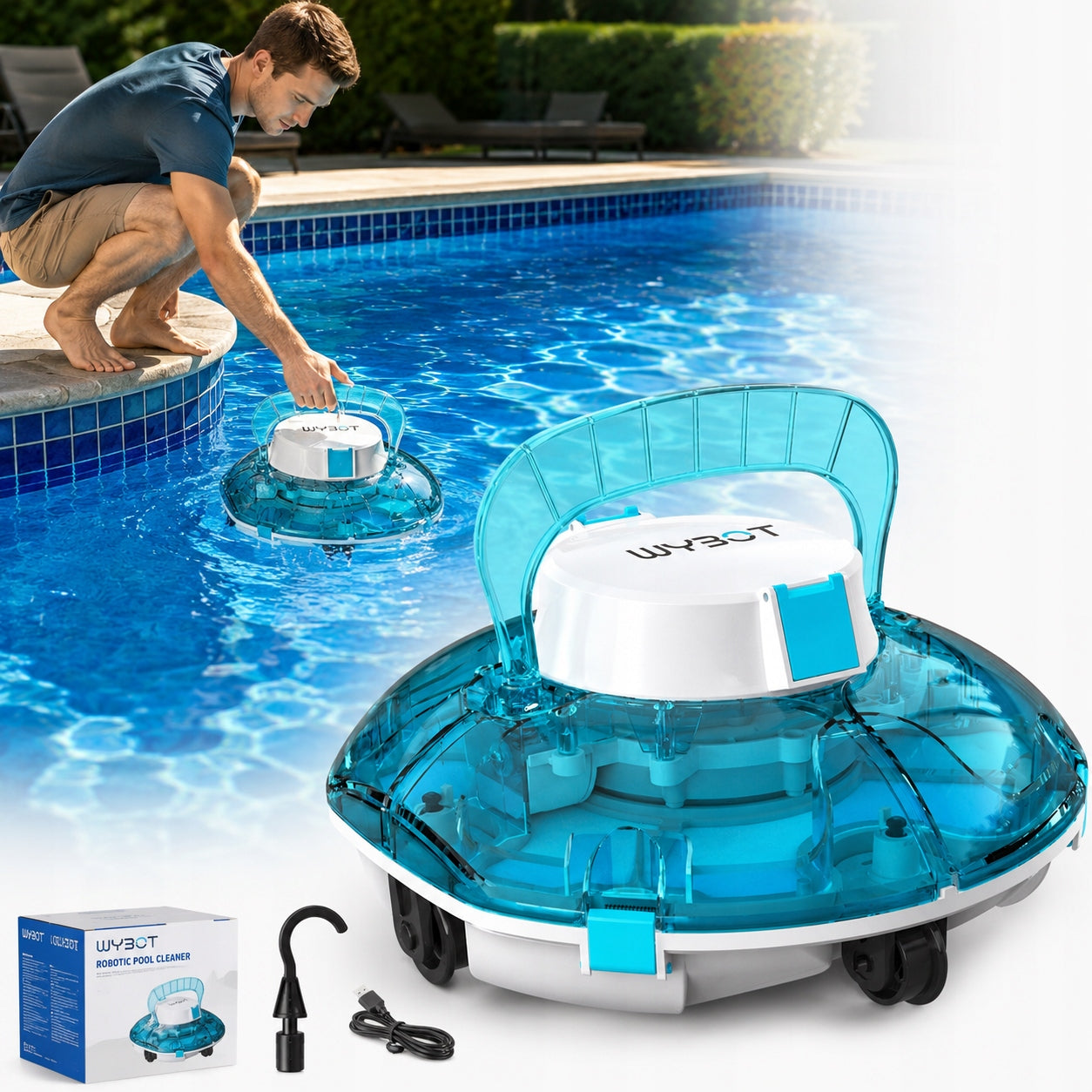 WYBOT GUILTY 200 AUTOMATIC POOL ROBOT CORDLESS VACUUM CLEANER 30W EU