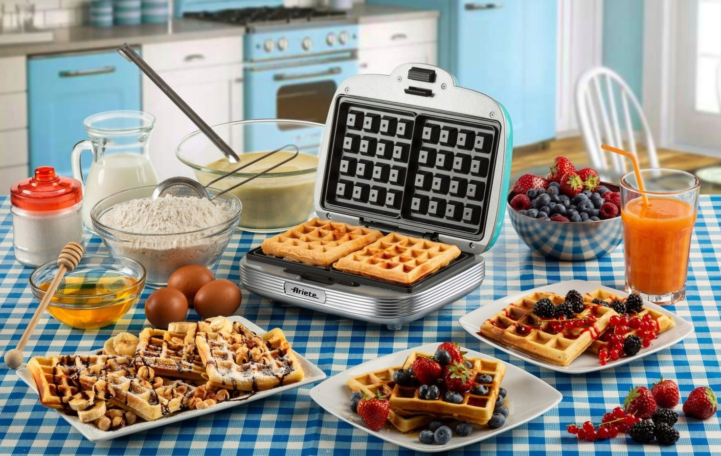 Waffle Iron Ariete 1973/01 700W 2 waffles Non-stick coating Blue Brand Ariete