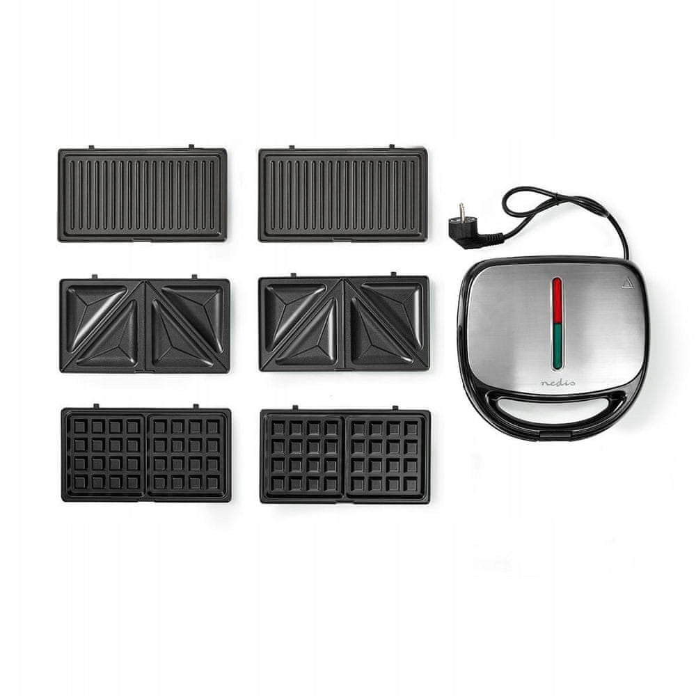 Waffle Iron Grill Multifunctional 3in1 800W Nedis KARP100BK Power rating 800 W