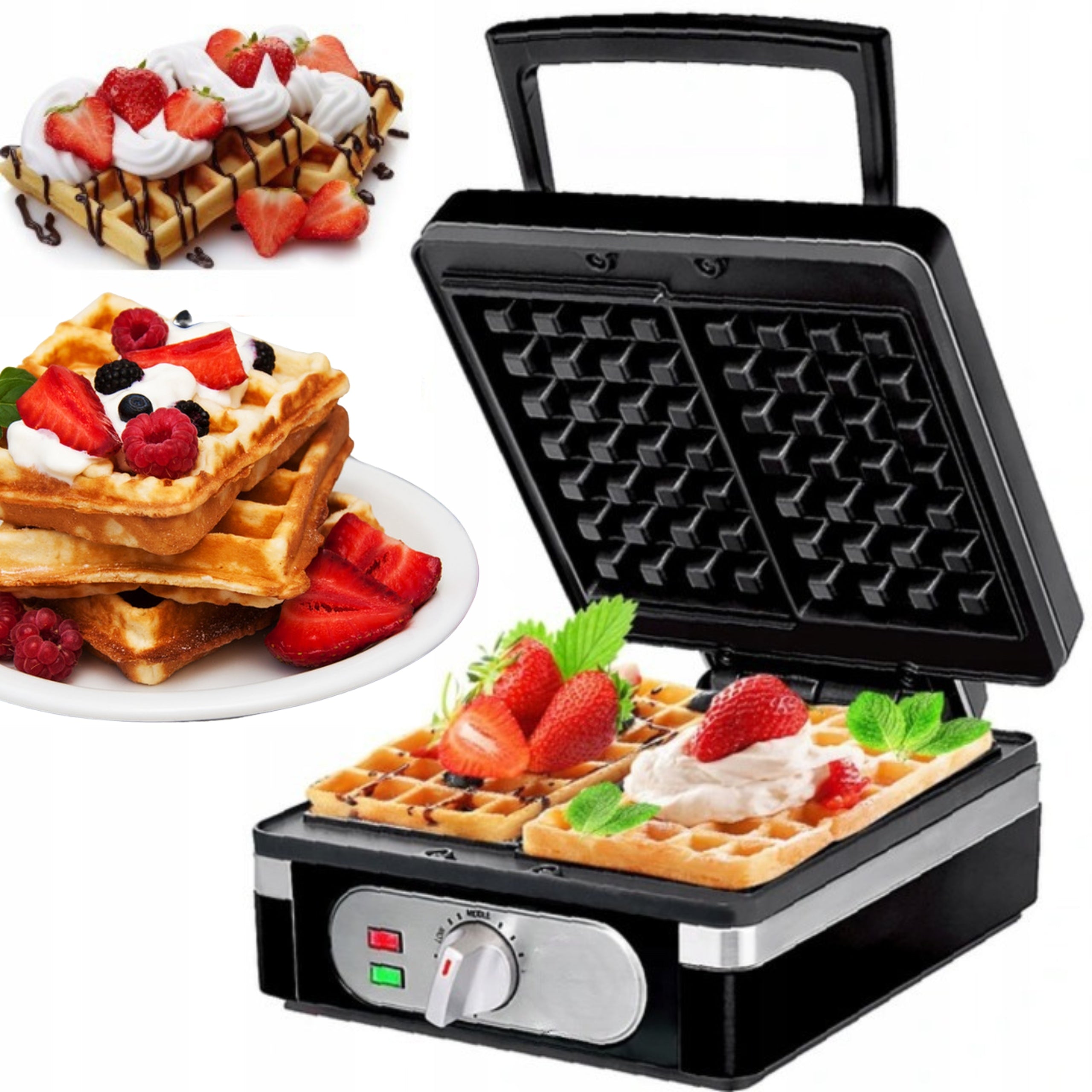 Waffle Iron Lafe WAFFLES NONSTICK ADJUSTMENT STRONG1400 W black