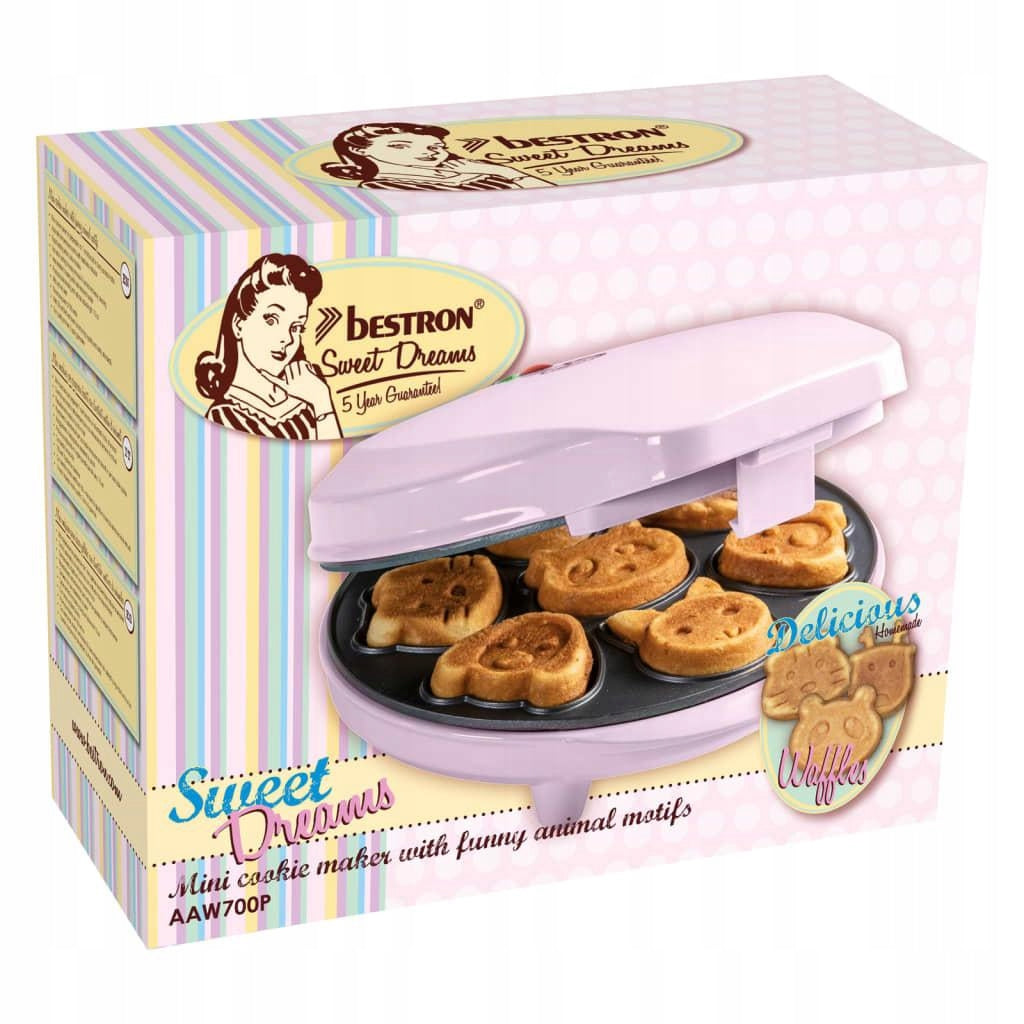 Waffle Maker Animal Cookie Baking Device Bestron 700W pink Power rating 700 W