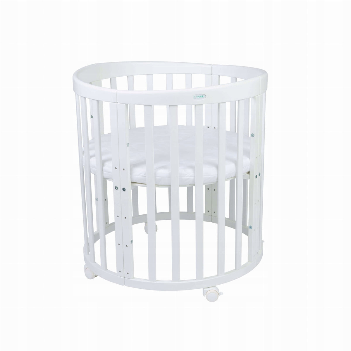 Waldin cot (oval) 7in1 with mattress Wheels&Belts, White Packaging status original