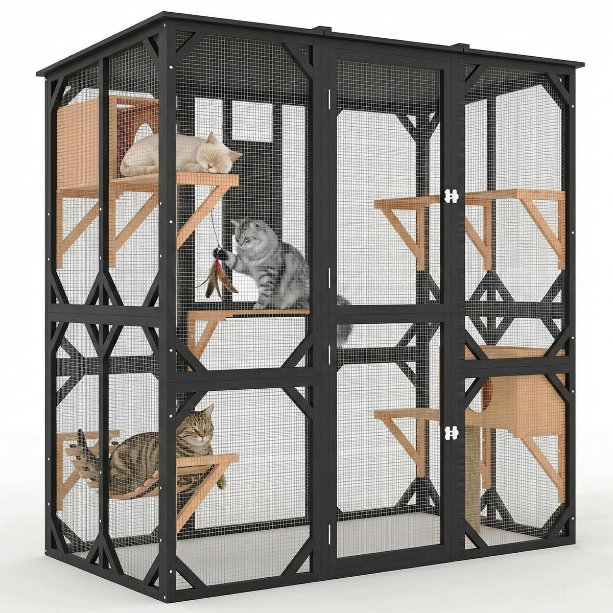 Walk-In Catio with Window Access, Roof, Bridge, Scratching, 172x 92x 177cm Packaging status original