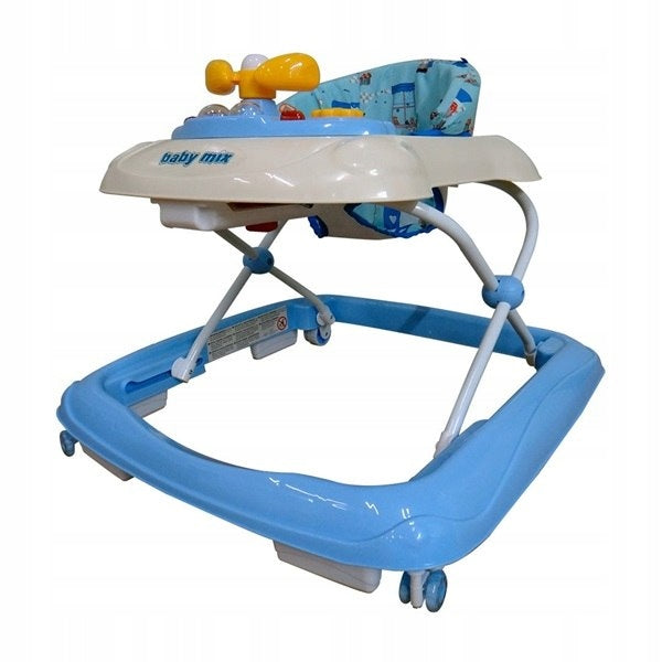 Walker BABY MIX with steering wheel and silicone wheels blue
