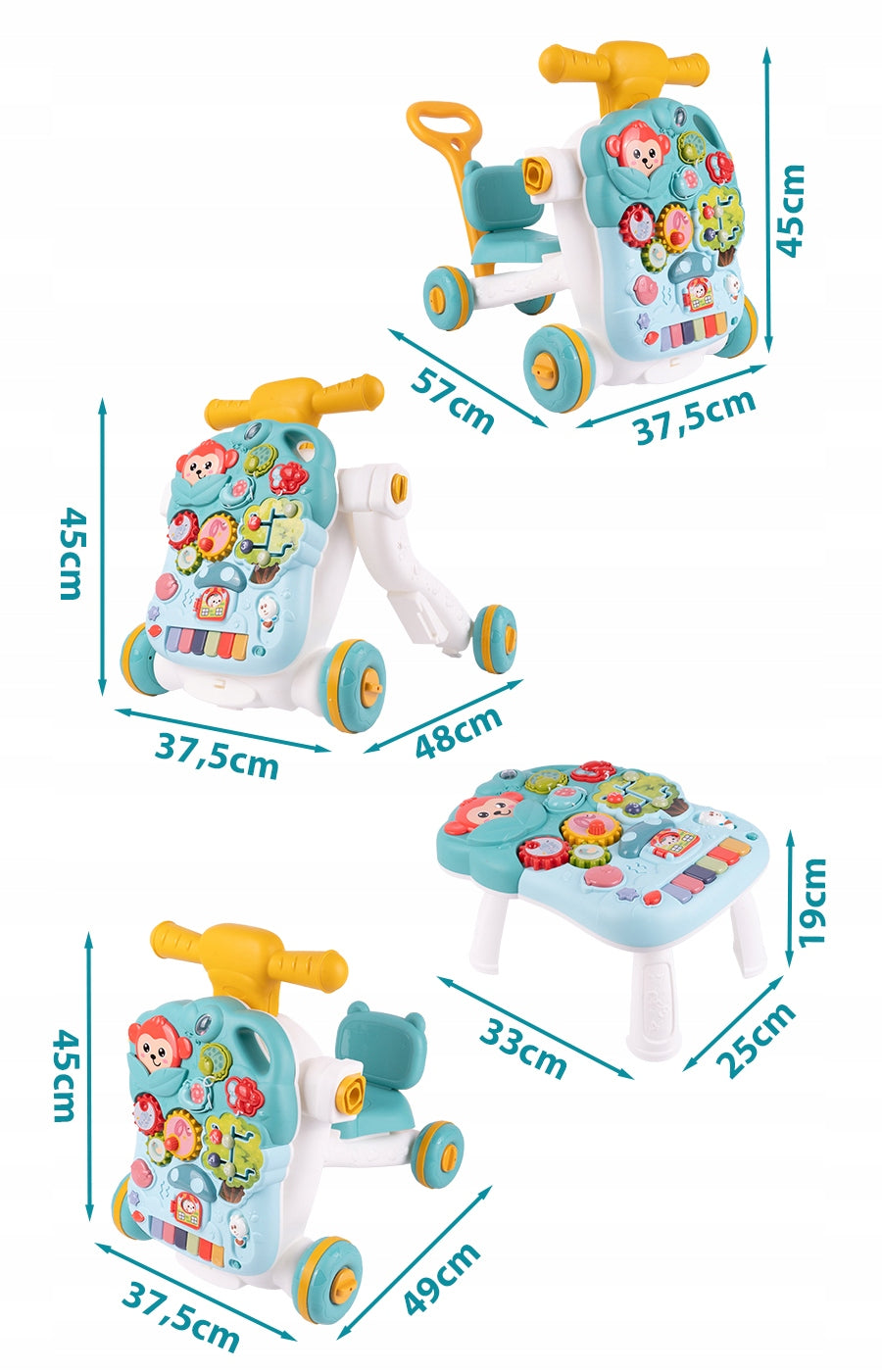 Walker Pusher Ride-On Seat Interactive Table Educational Panel 4in1 Brand Stator