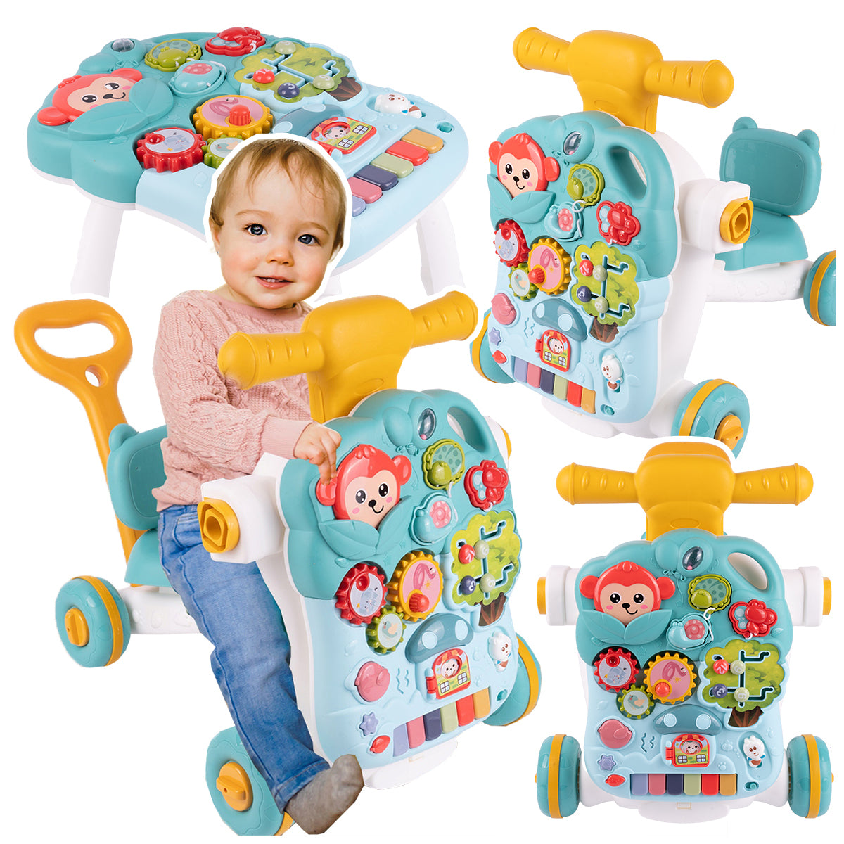 Walker Pusher Ride-On Seat Interactive Table Educational Panel 4in1 Character/Title other