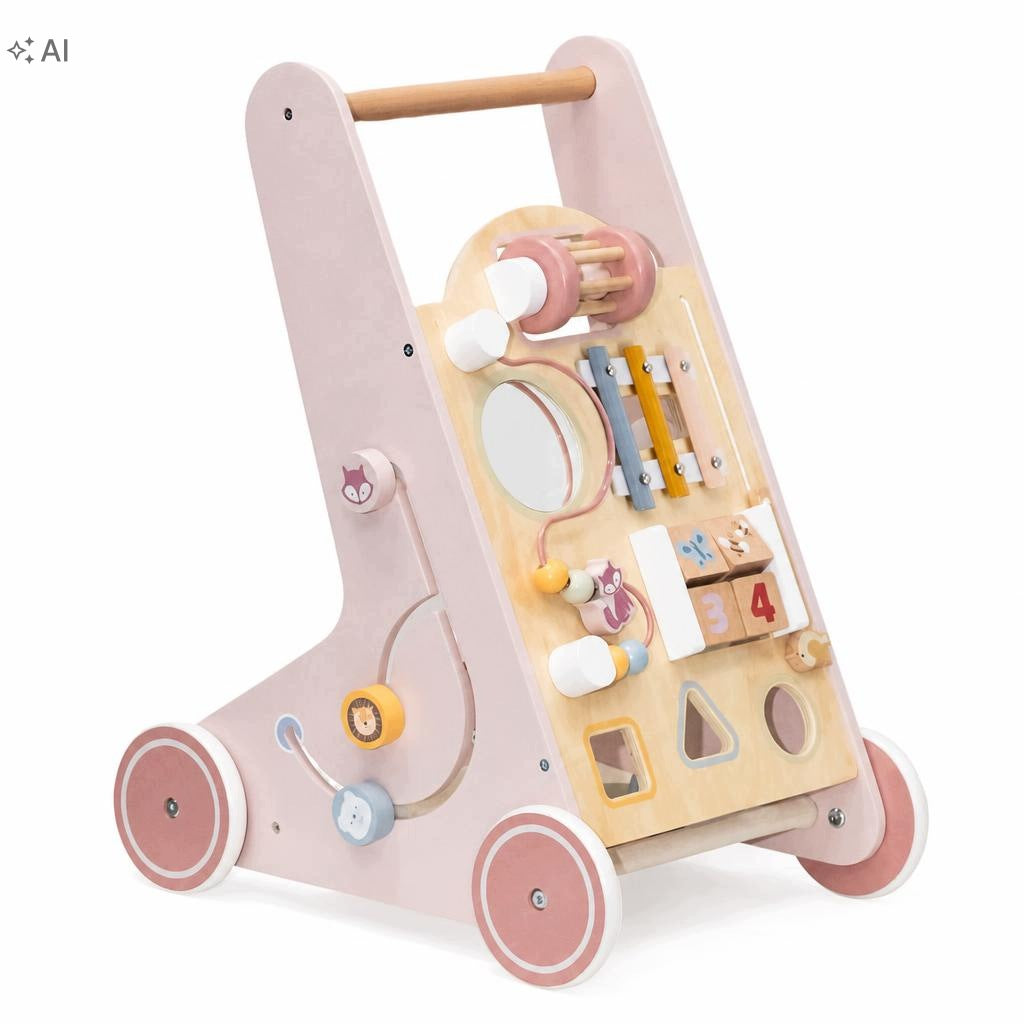 Walker Pusher Wooden Kids Educational Storage Cymbals Sorter Roses Packaging status original