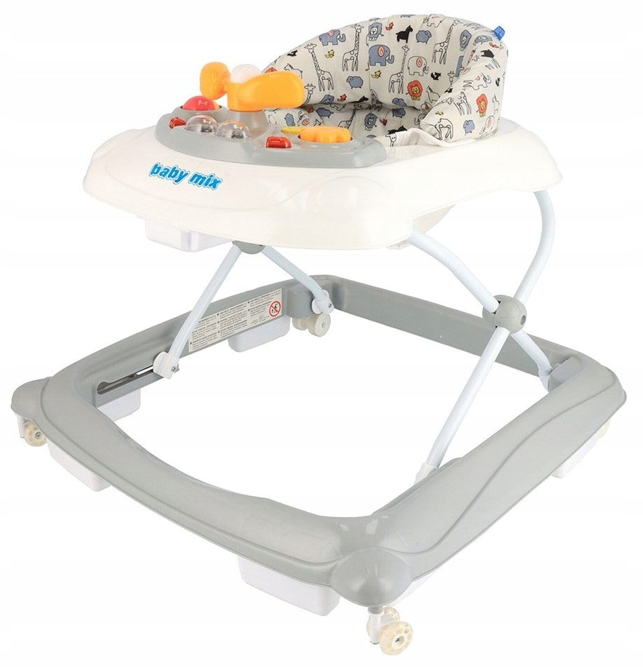 Walker with steering wheel silicone wheels GREY 47976 Baby Mix