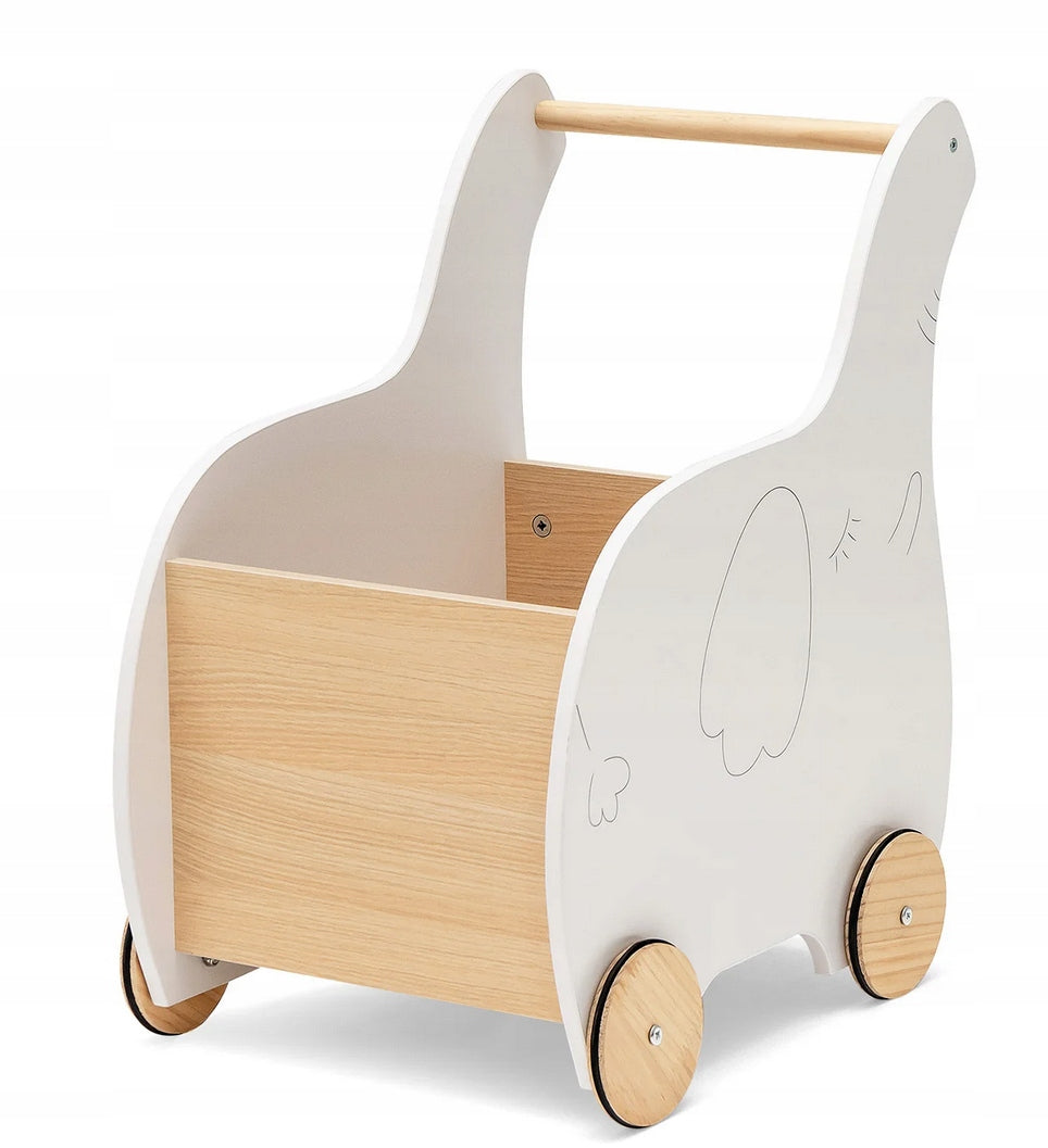 Walker wooden pusher with crate for children 32 x 48 x 56 cm,