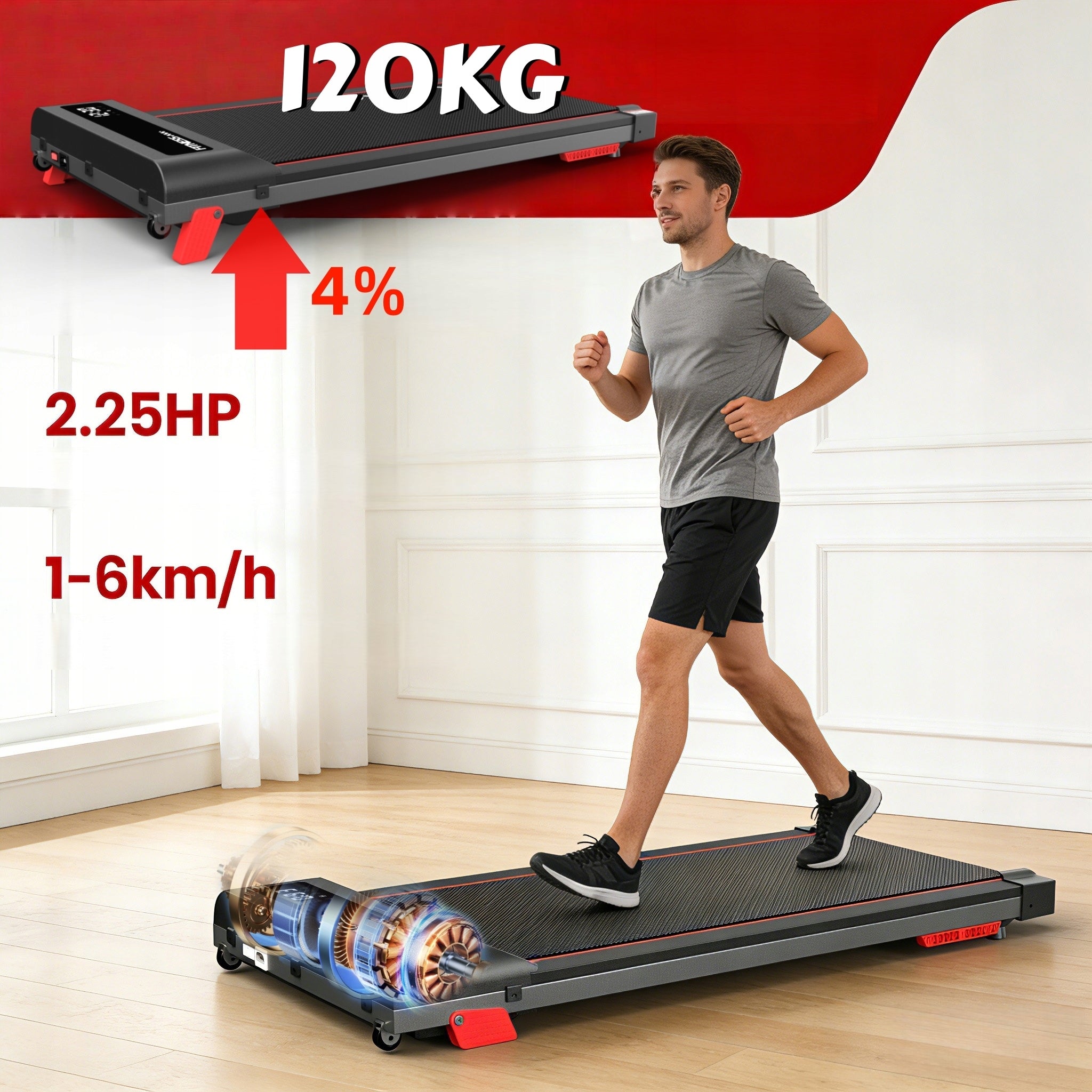 Walking Pad bieżnia pod biurko elektryczna 4% nachylenie 6km/h 2,25HP 120kg Packaging status original