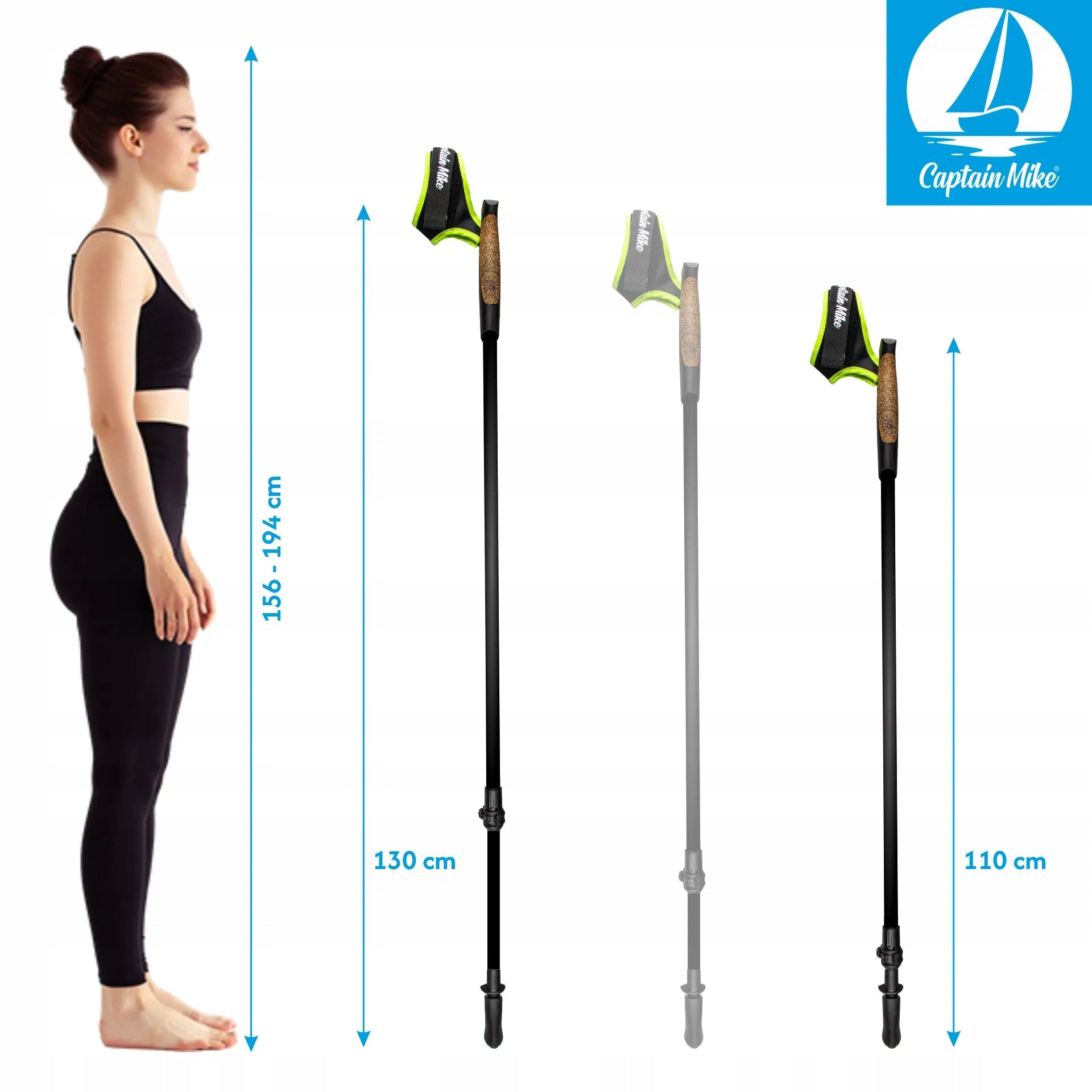 Walking poles 50% carbon NORDIC WALKING Adjustable lightweight Captain Mike Manufacturer code 310003375