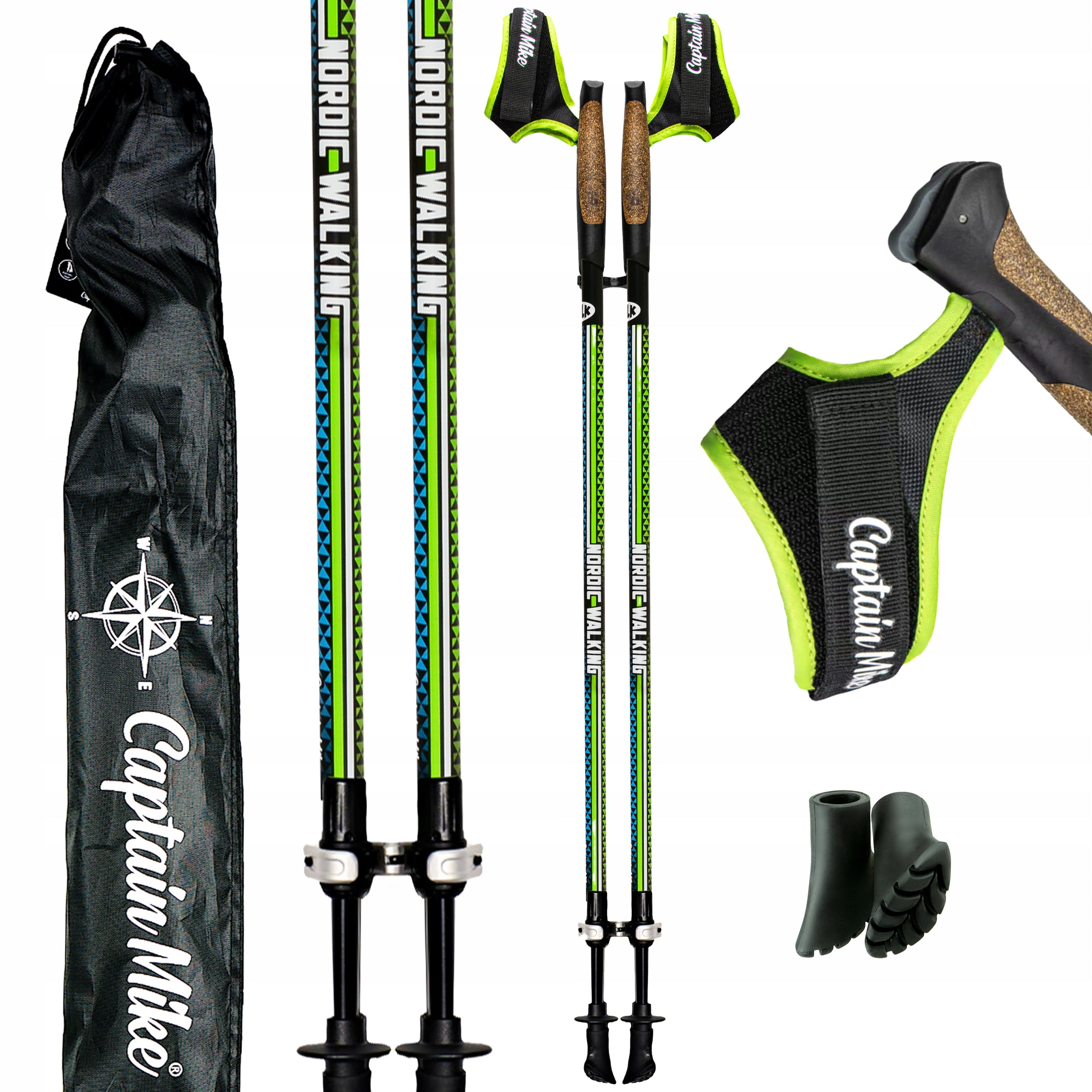 Walking poles 50% carbon NORDIC WALKING Adjustable lightweight Captain Mike