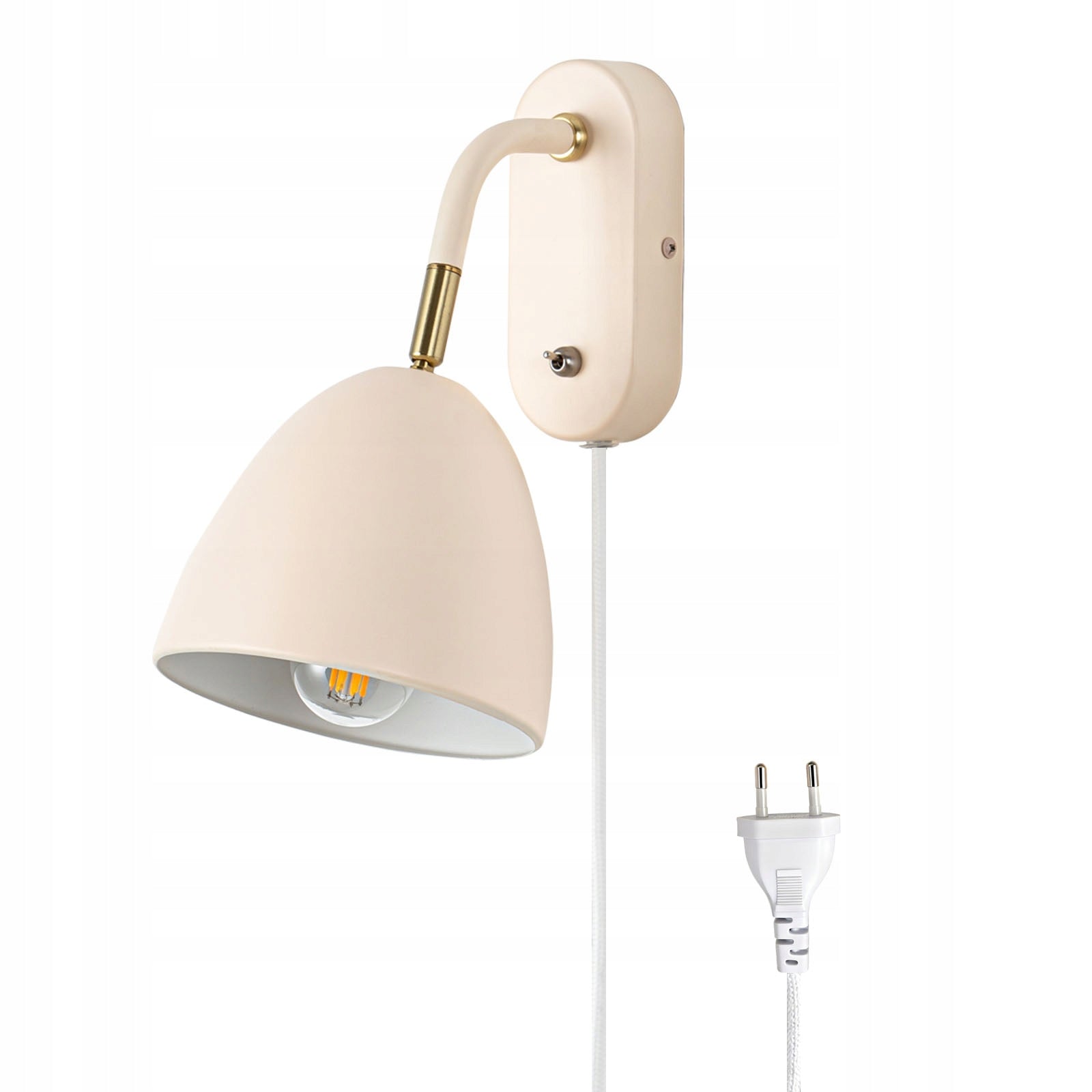 Wall Lamp Beige with Switch and Plug for Socket E27