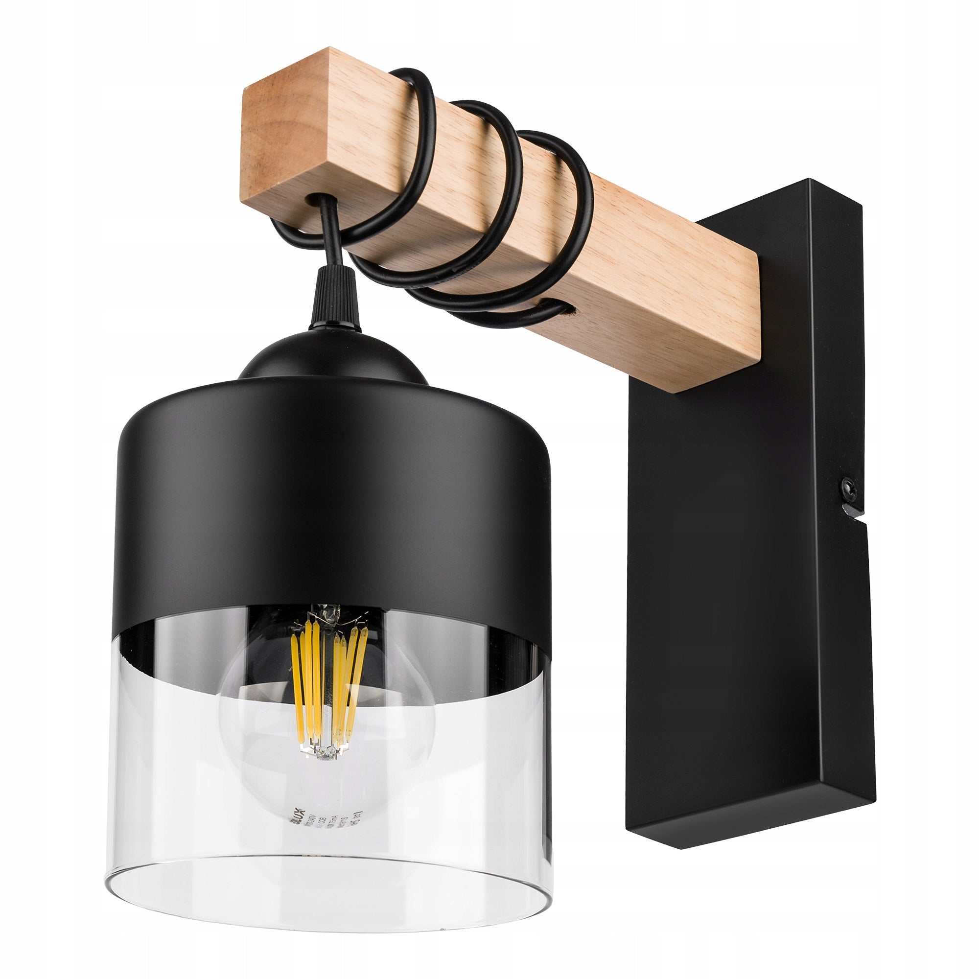 Wall Lamp Black Wall Lamp Modern Loft Wooden E27 LEDLUX 60W Manufacturer code Lampa LX1176 BLACK 1x E27