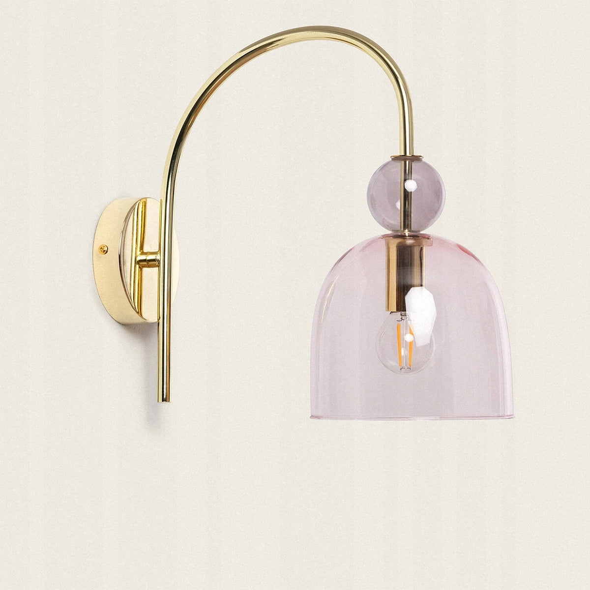 Wall Lamp Gold Modern Glass Powder Pink For Bedroom E14