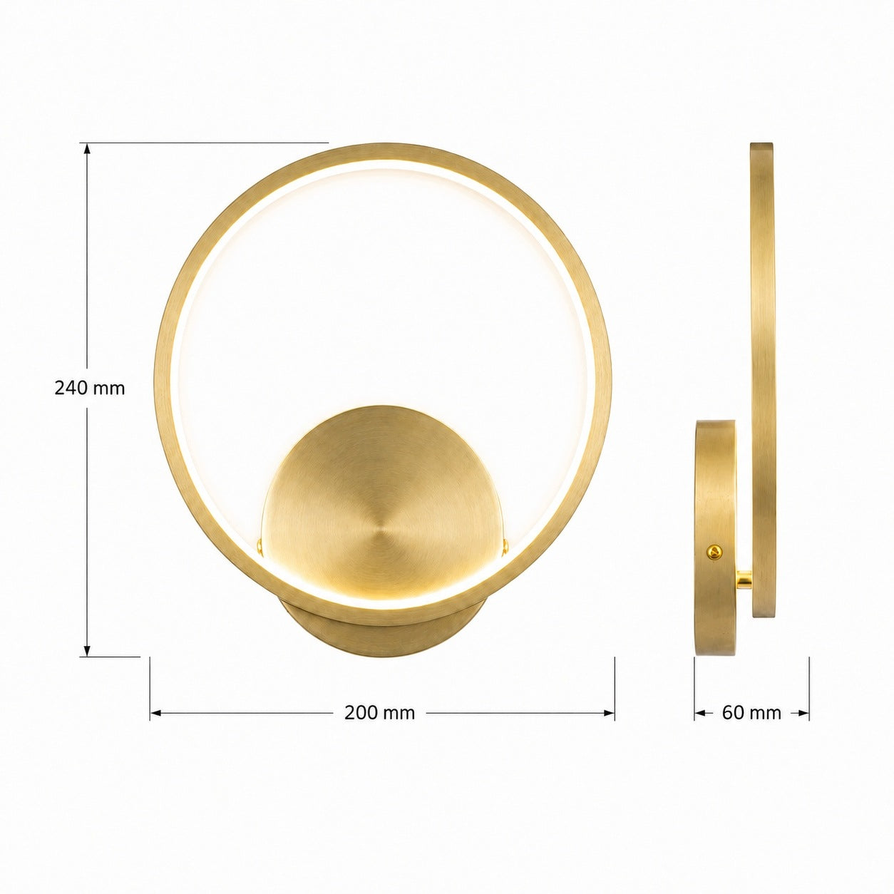 Wall Lamp Gold Modern RING For Bedroom LED 3000-6000K 12W Packaging status original