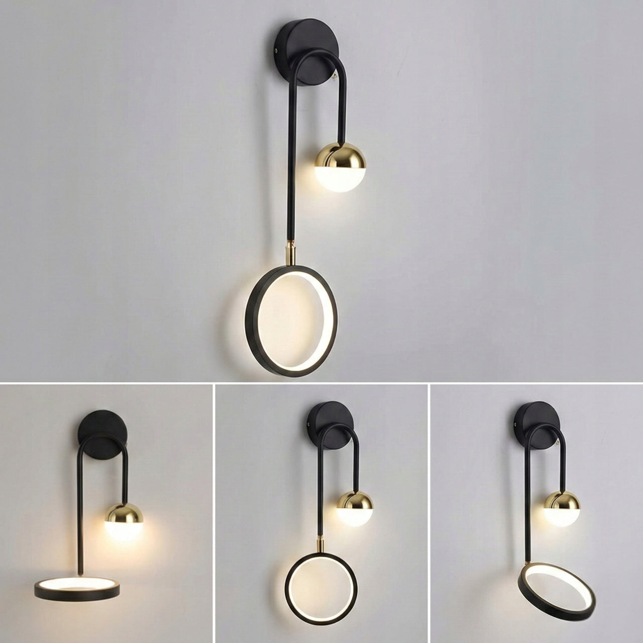 Wall Lamp Led Black Gold Rotating Loft For Living Room Bedroom Packaging status original