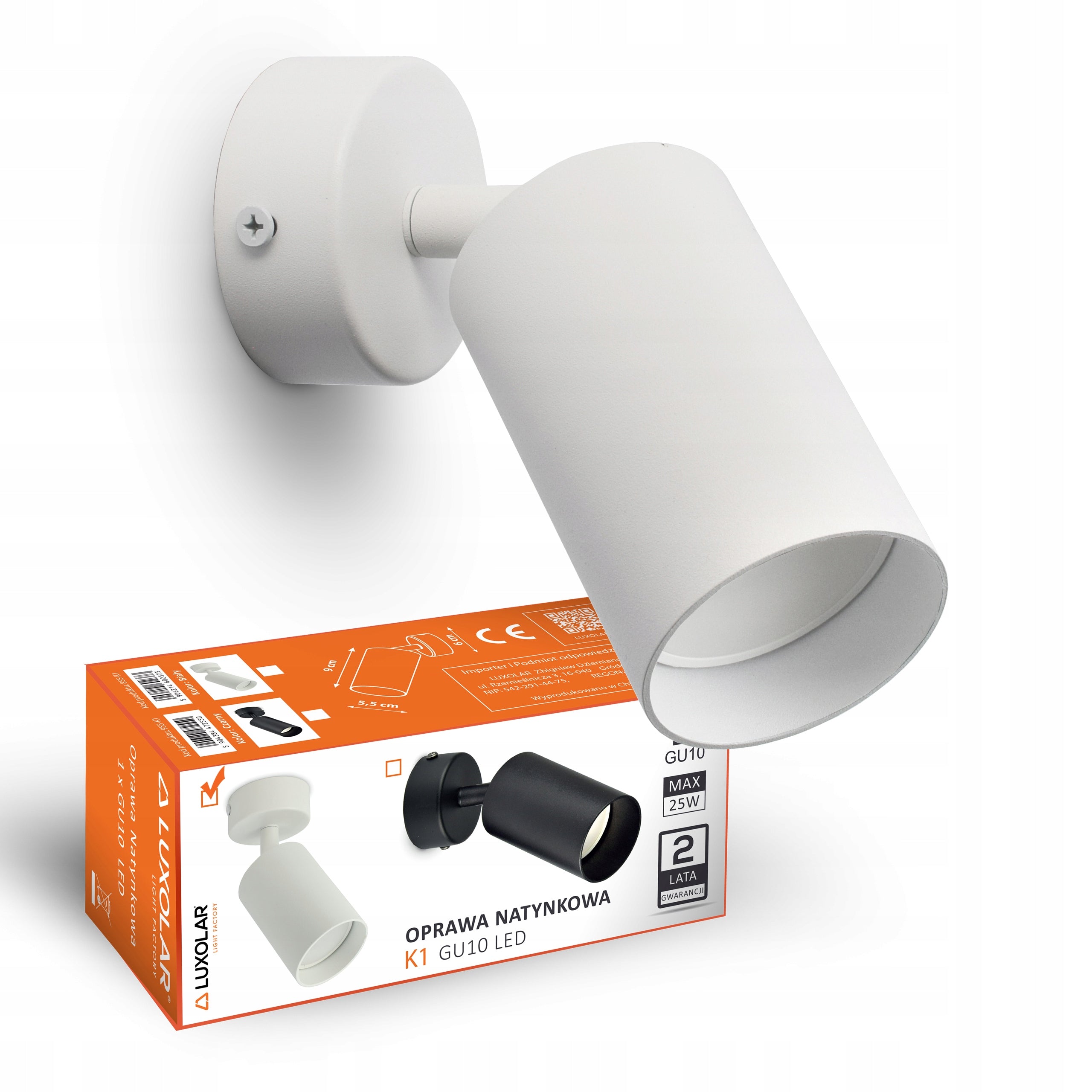 Wall Lamp Tuba Metal SPOT LED GU10 White 25W Moving Halogen