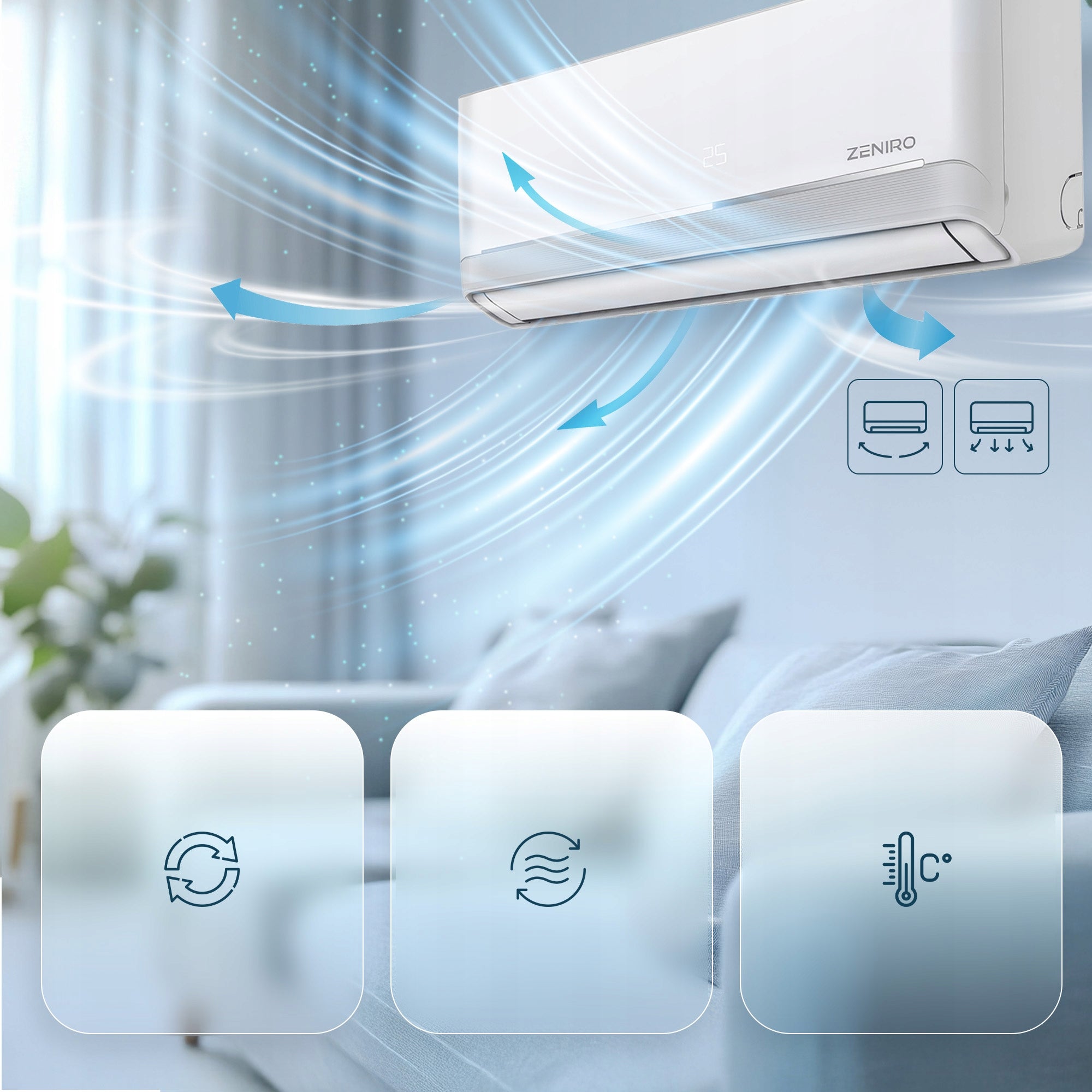 Wall Mounted Air Conditioner 3,5 kW 45m² WiFi Home Air Conditioning Heating Energy class - cooling A++