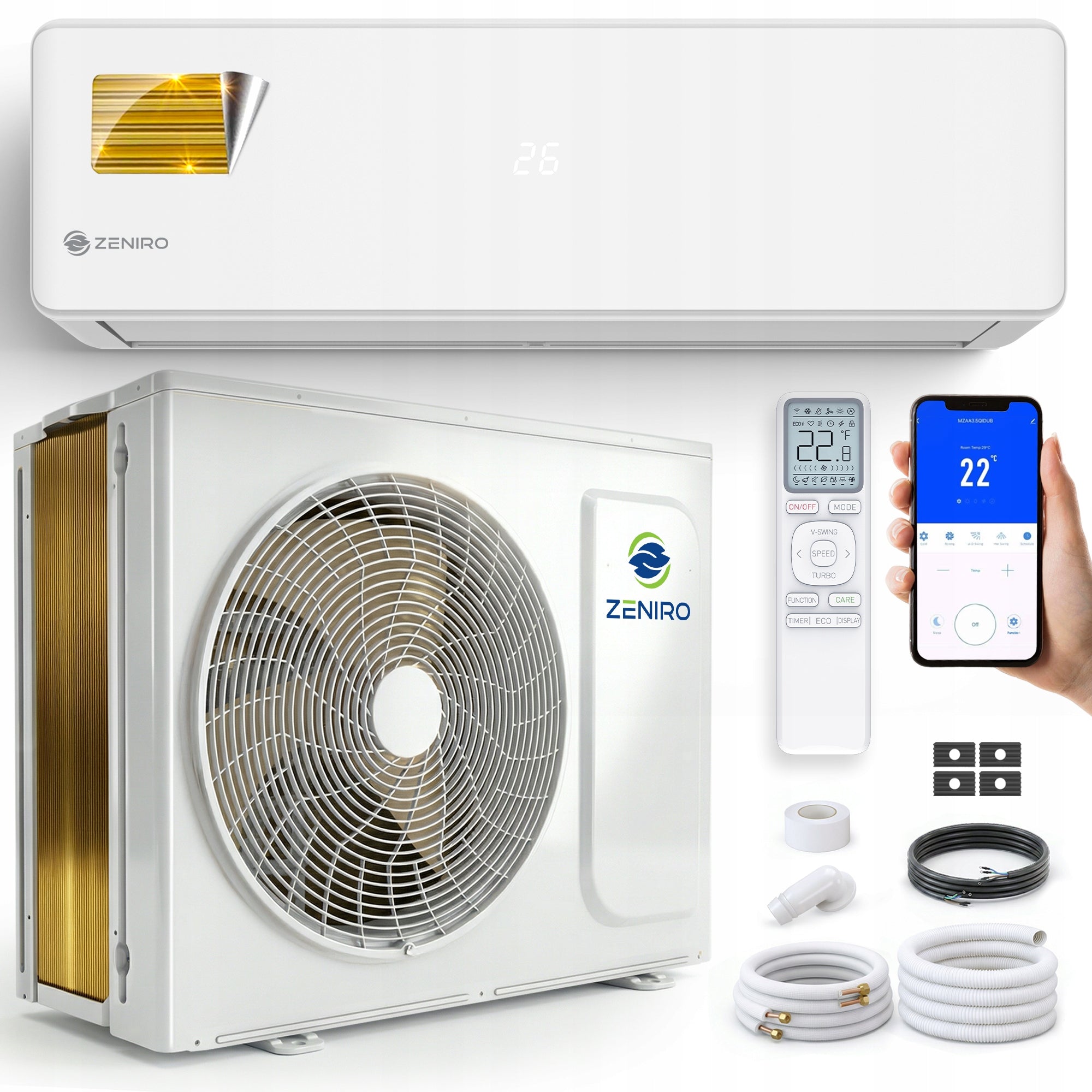 Wall Mounted Air Conditioner 3,5 kW 45m² WiFi Home Air Conditioning Heating