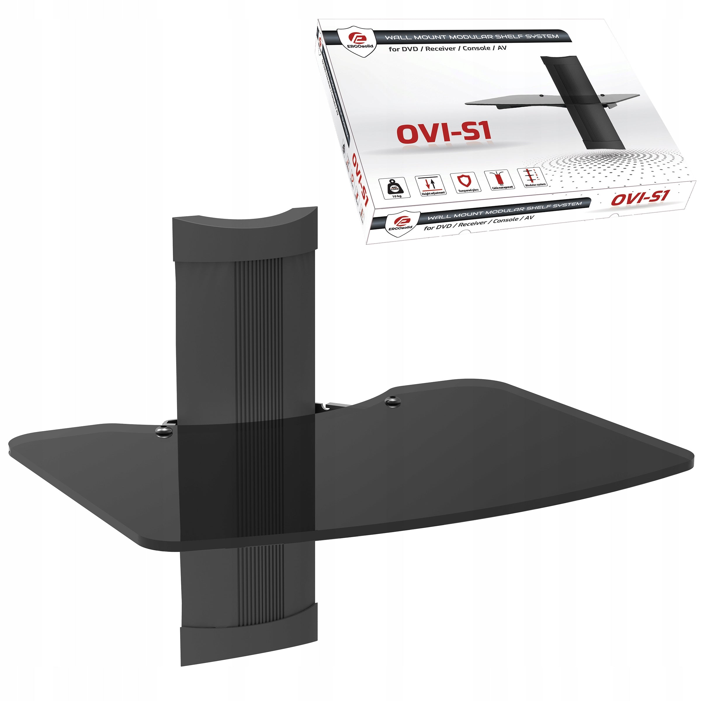 Wall Mounted Glass TV Shelf for DVD Console Audio Video Set Top Box