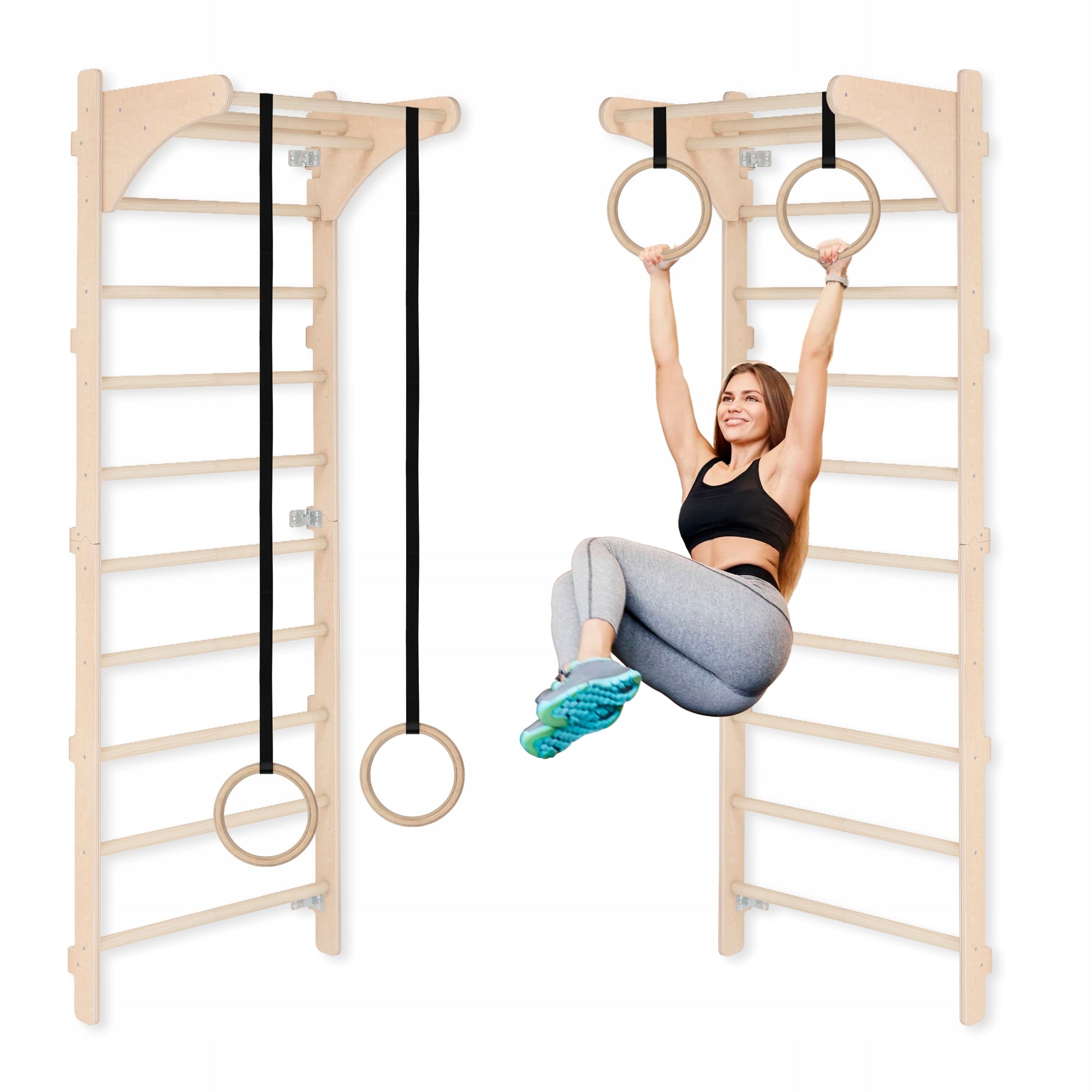 Wall Mounted Gymnastic Ladder with Handle for Adults + GYMNASTIC WHEELS