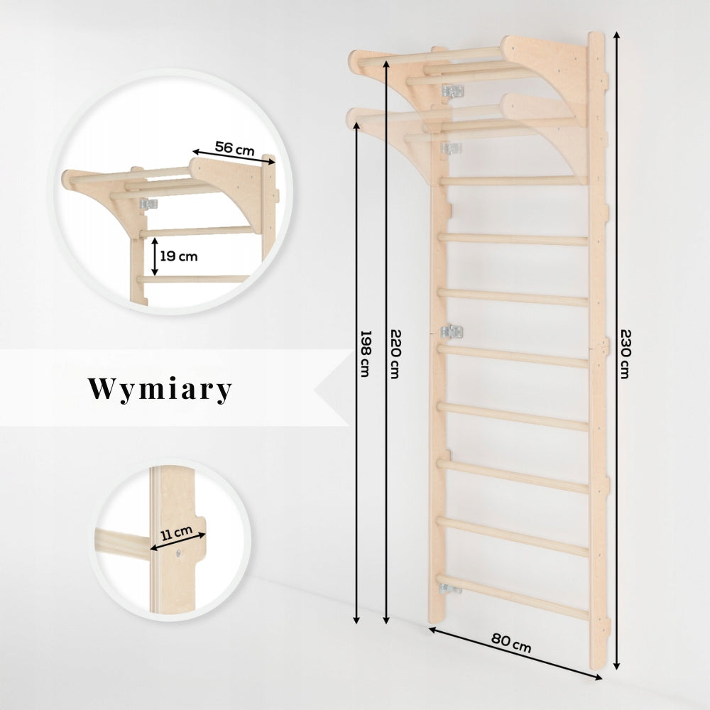 Wall Mounted Gymnastic Ladder with Pull-Up Handle + PERSONALIZATION Packaging status original