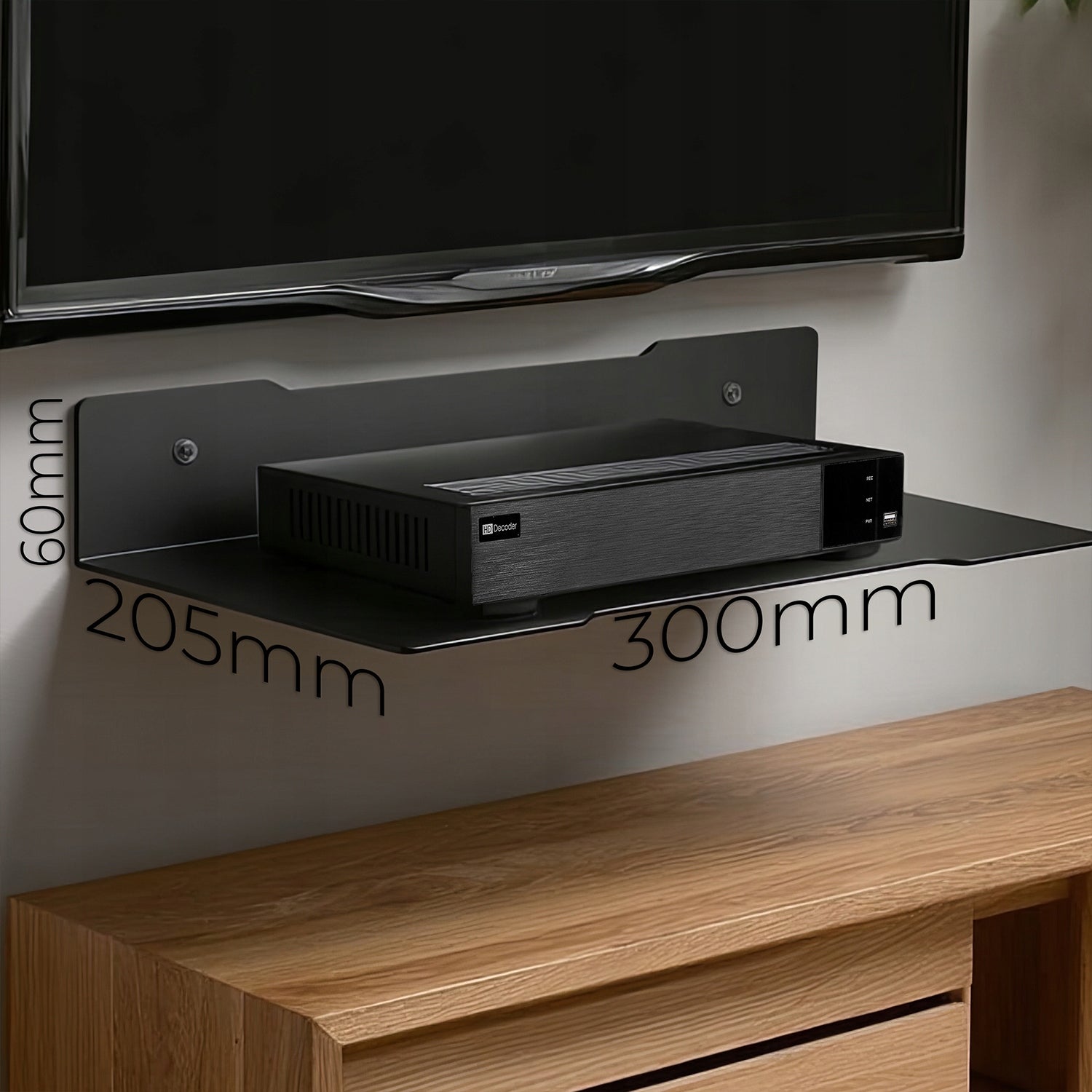 Wall TV Hanging Shelf for Decoder Tuner Console CD DVD RTV 5kg Manufacturer code MC-122