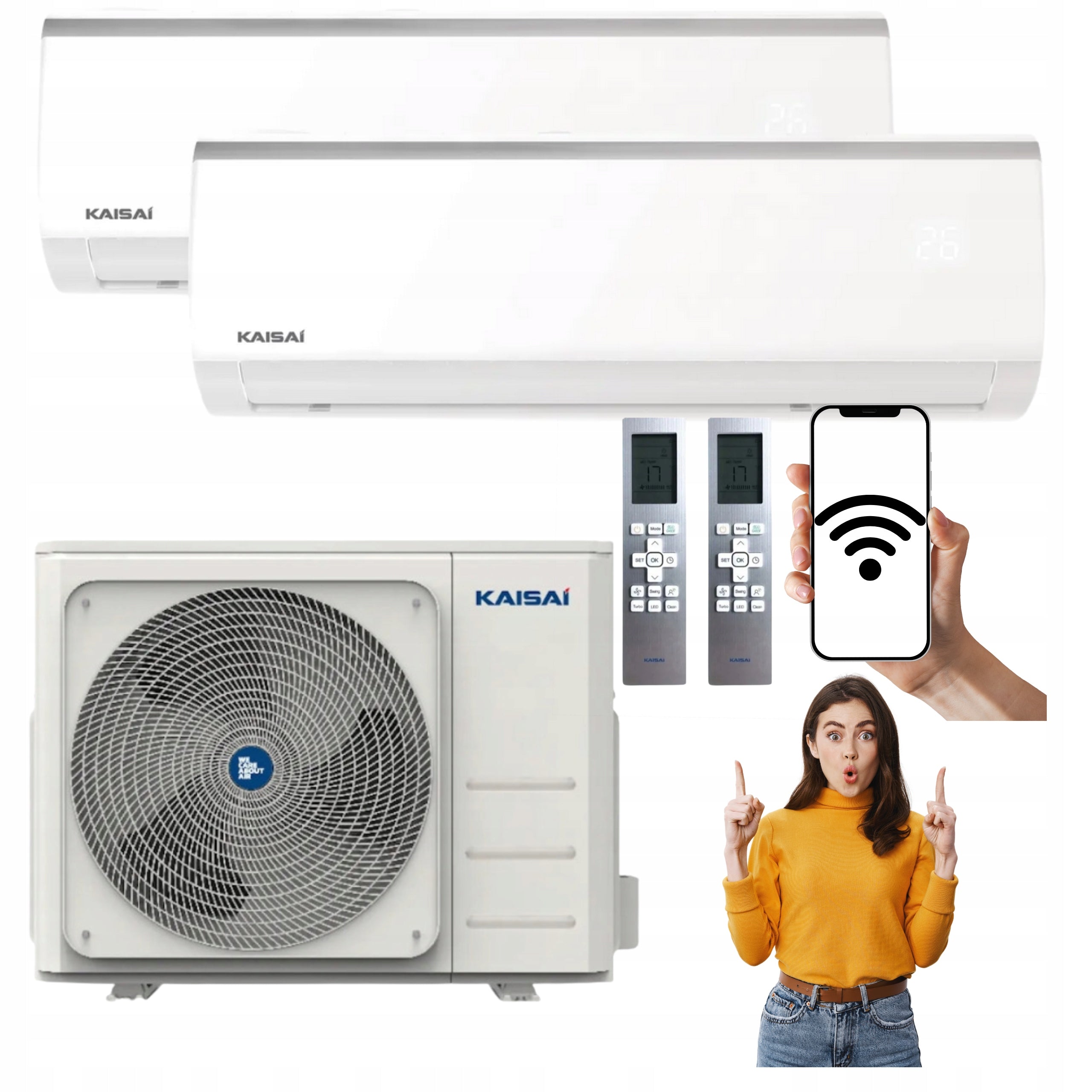 Wall air conditioner KAISAI FLY multisplit 2,6kW and 3,5kW WIFI HEATER