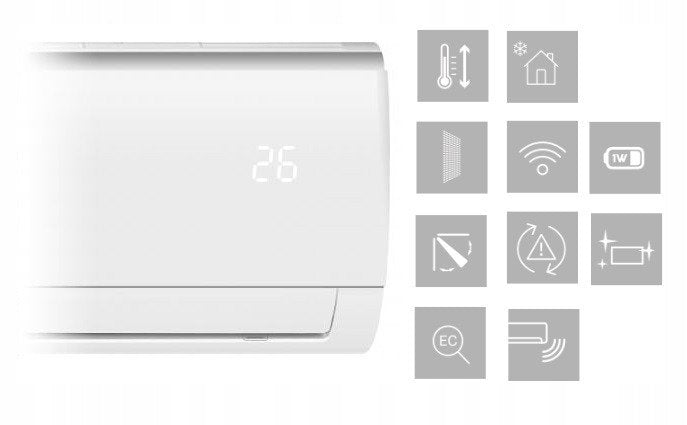 Wall air conditioner KAISAI Fly 5,3kW WiFi HEPA Heating Efficient Model 2026 Control with the remote control