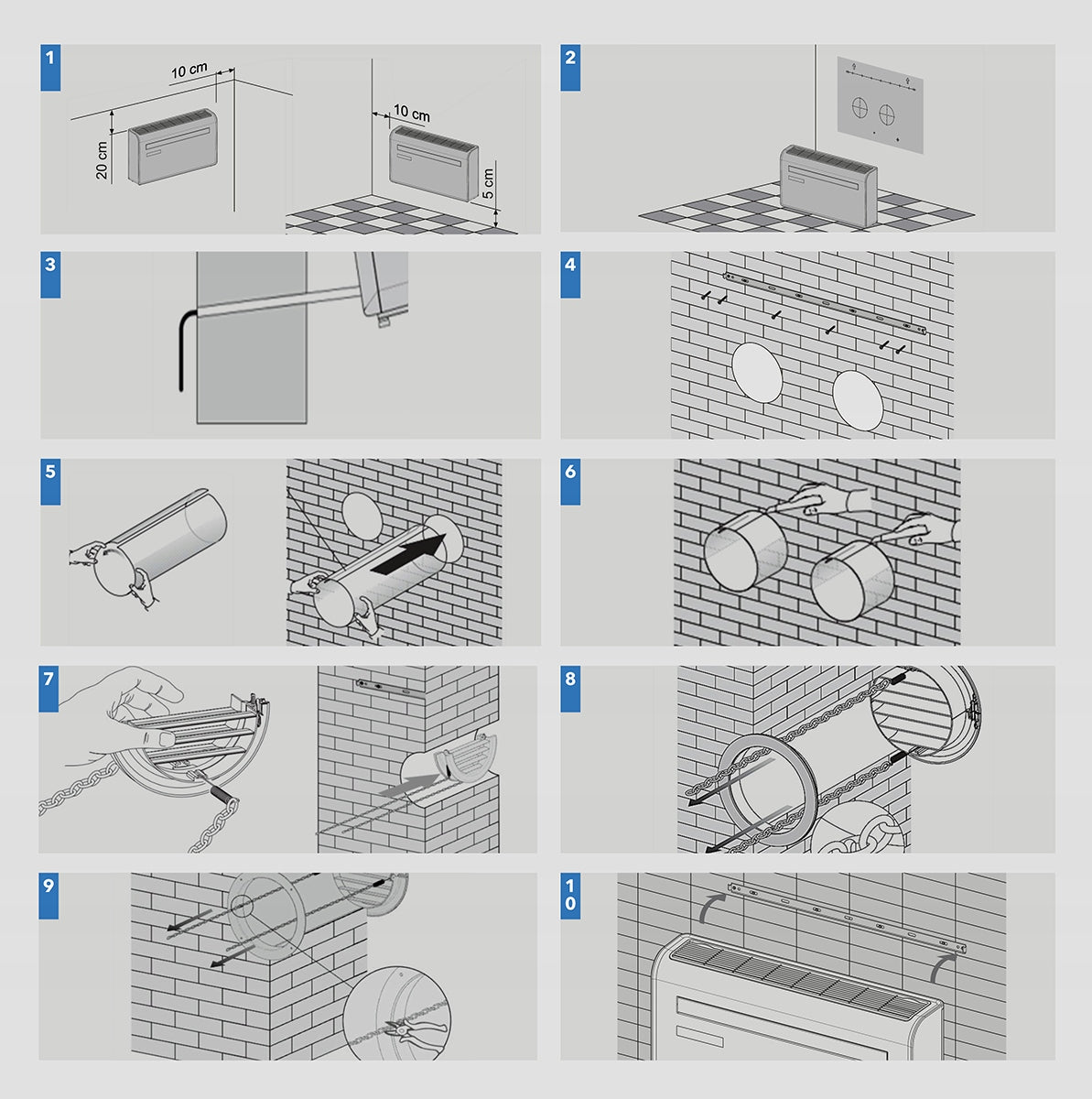 Wall air conditioner MONOBLOK 2,93kW inverter WiFi Heating Dehumidifier 24l/24h Control manual with the remote control